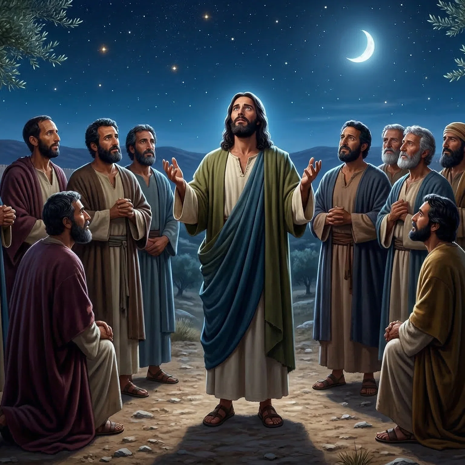 Jesus Praying on the Mount of Olives