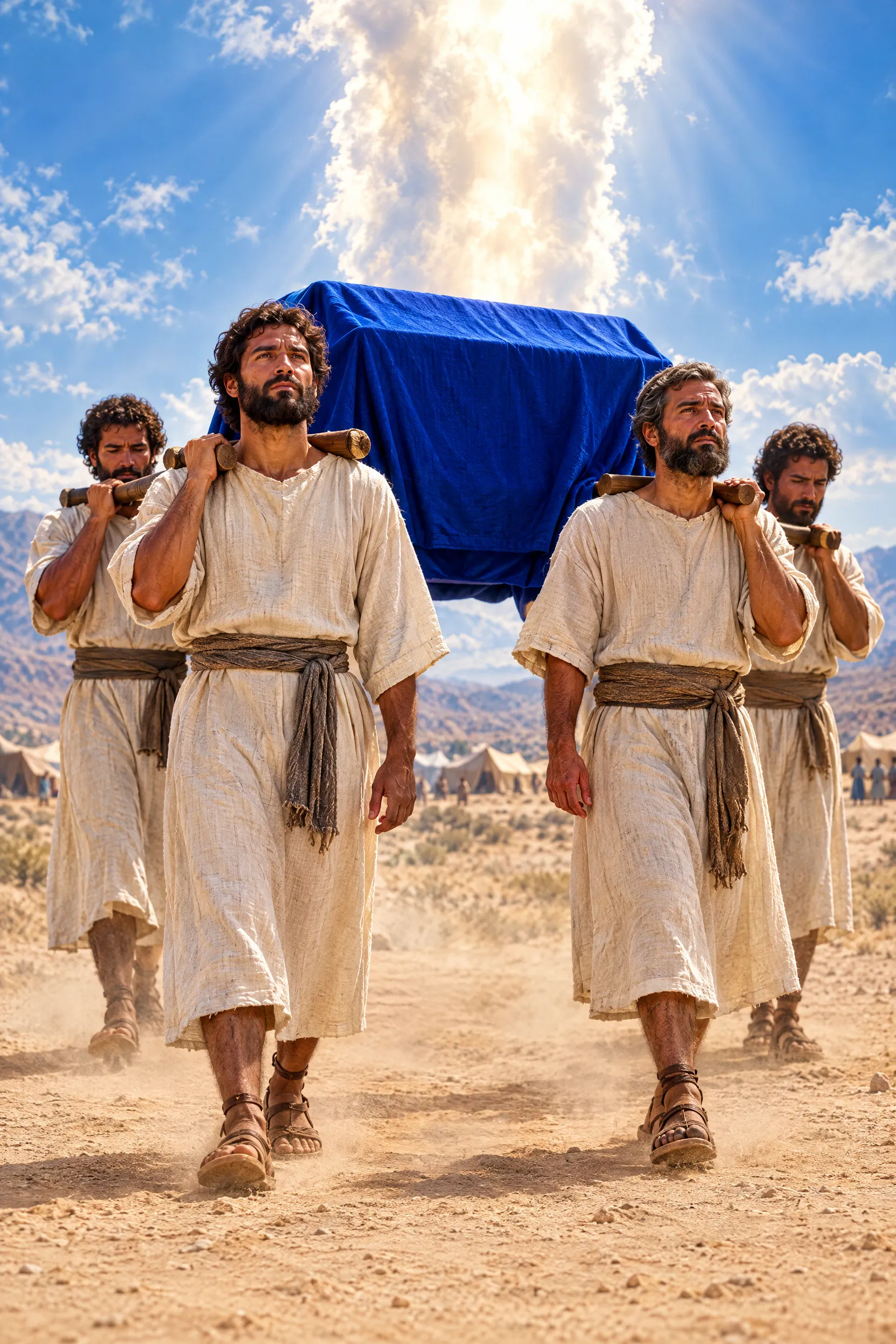 Kohathites Carry the Ark Covered in Blue Cloth