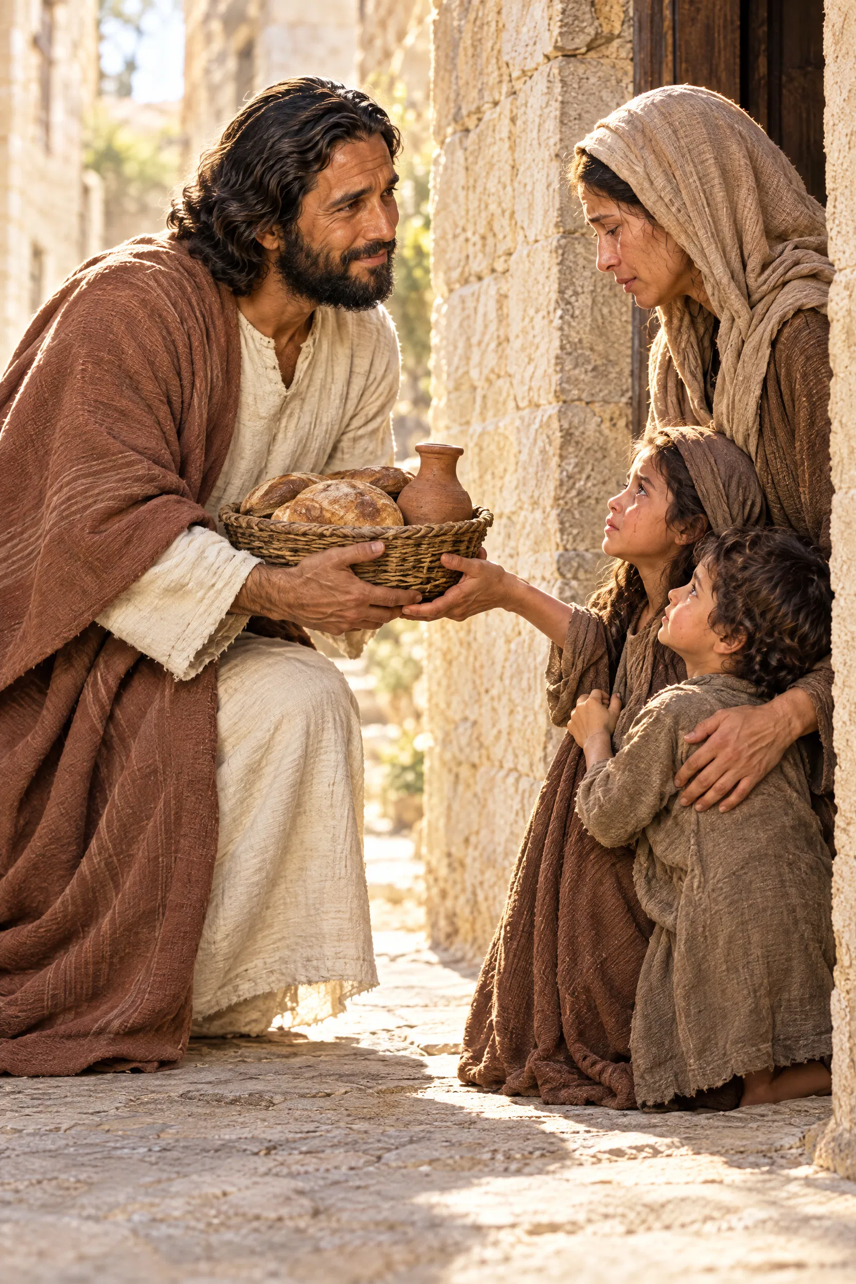 James Gives Bread to a Widow and Her Children