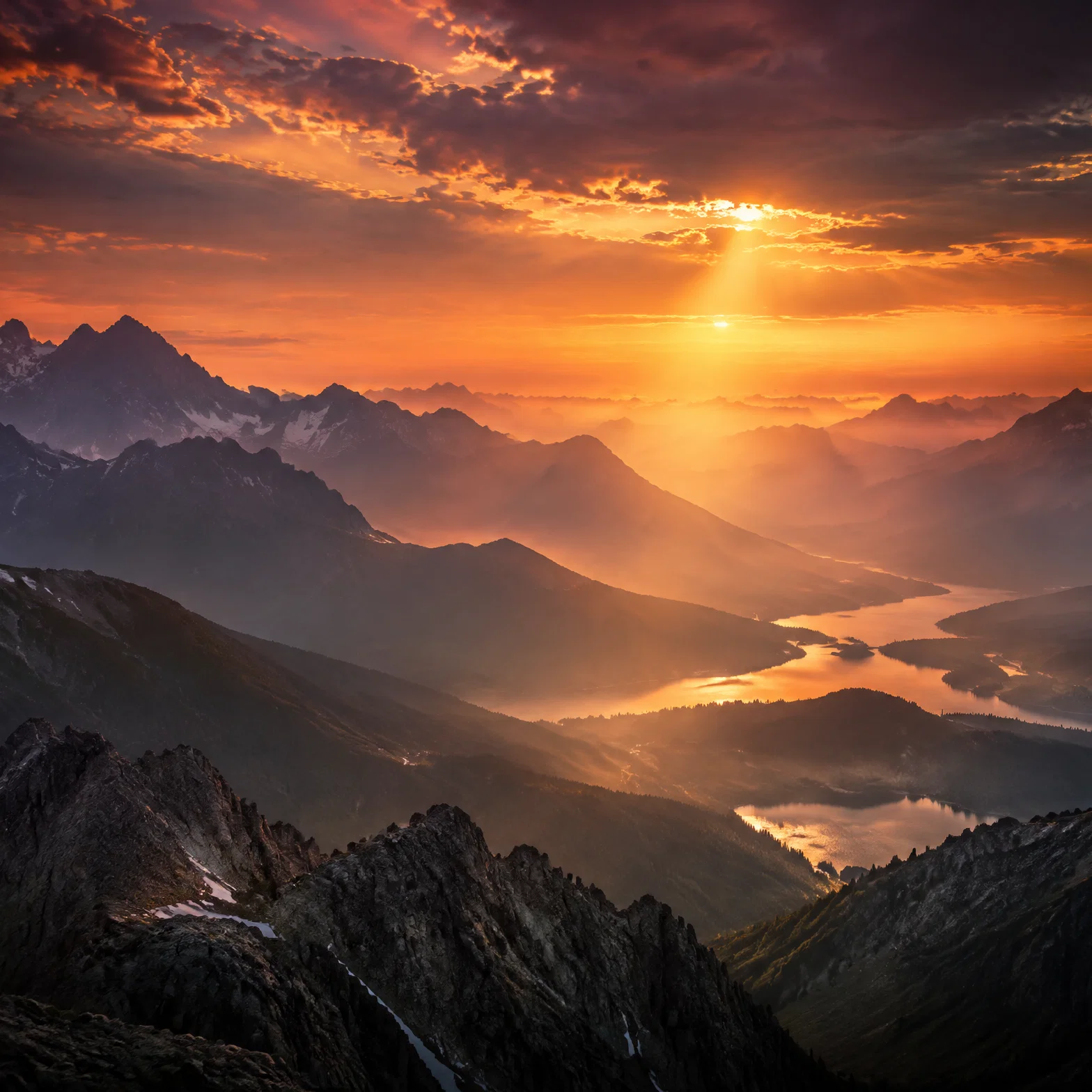 Divine Radiance Over Distant Peaks