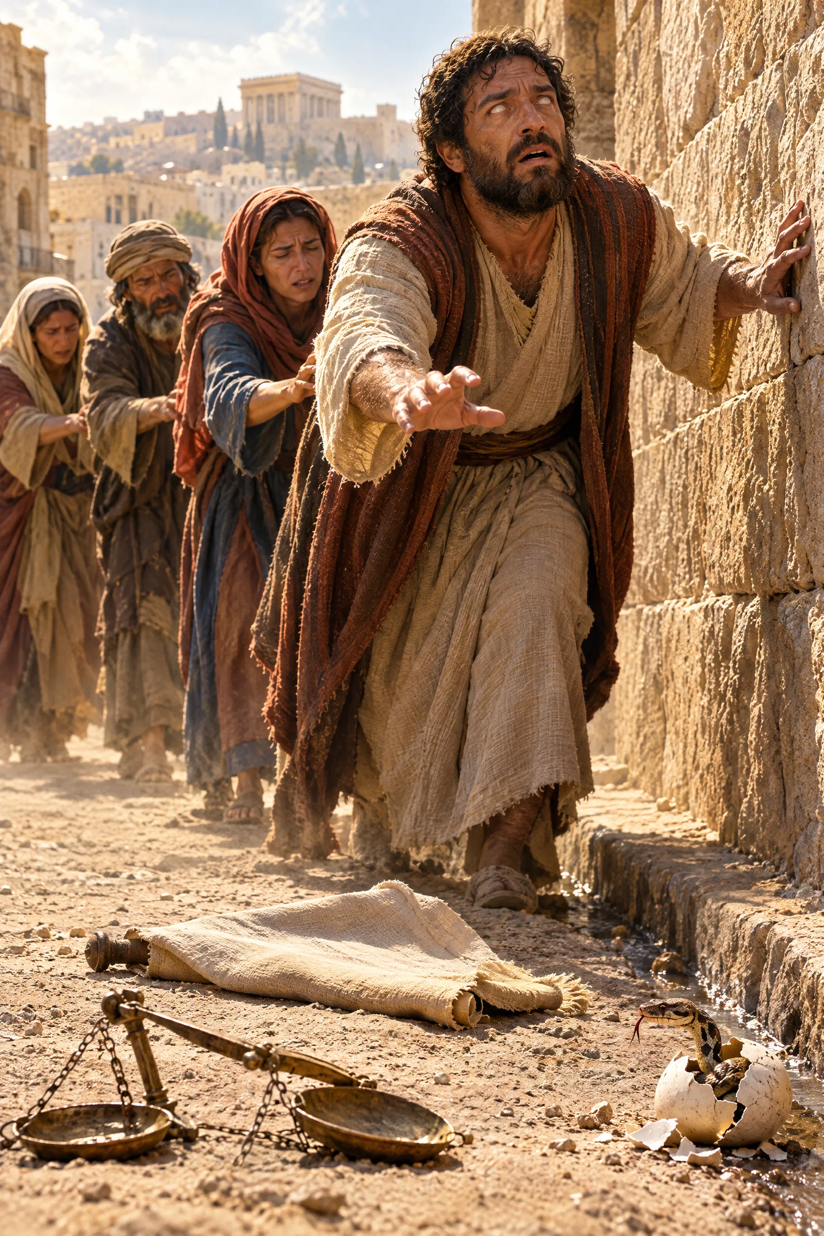 A Blind Man Gropes Along a Jerusalem Wall
