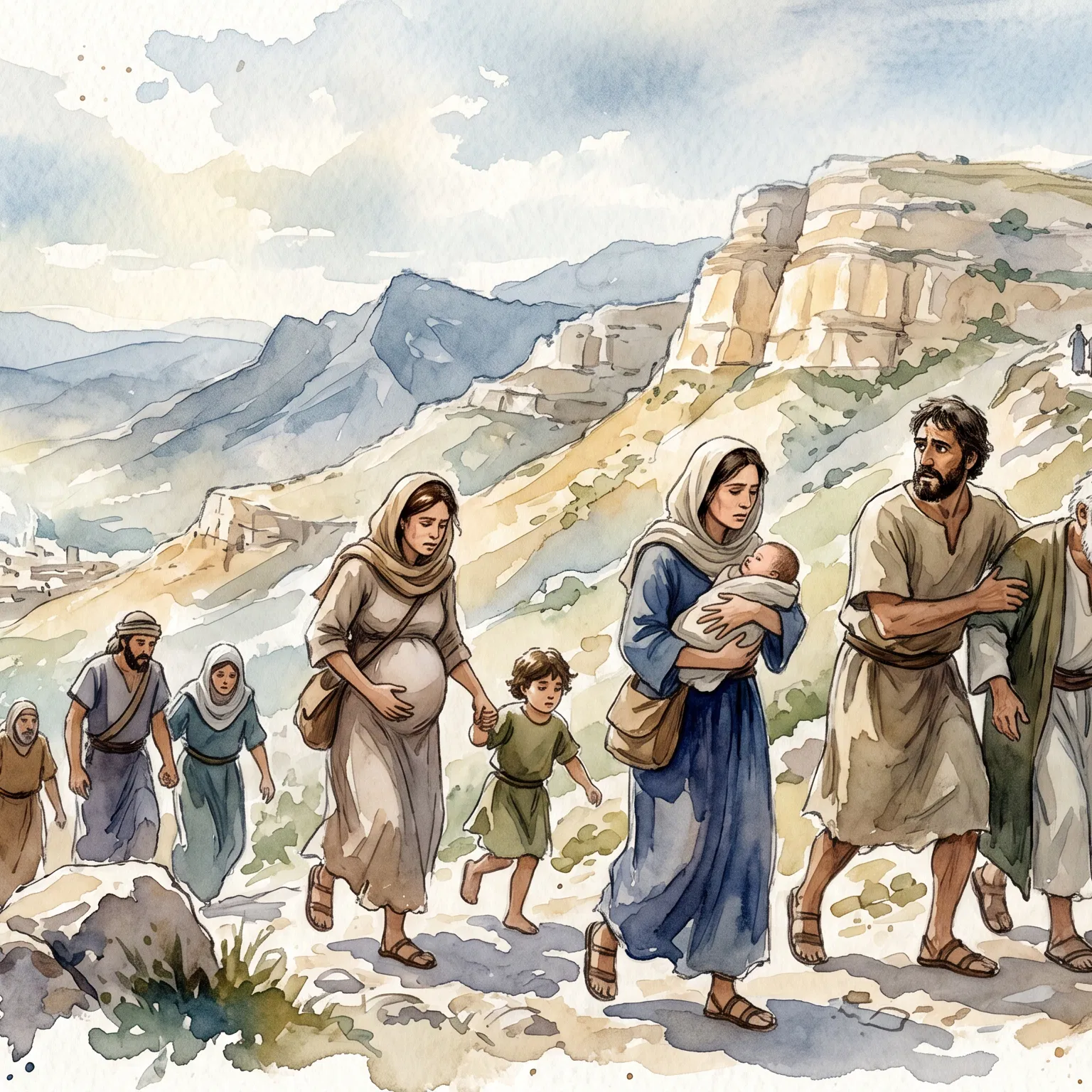 Families Flee Into the Mountains