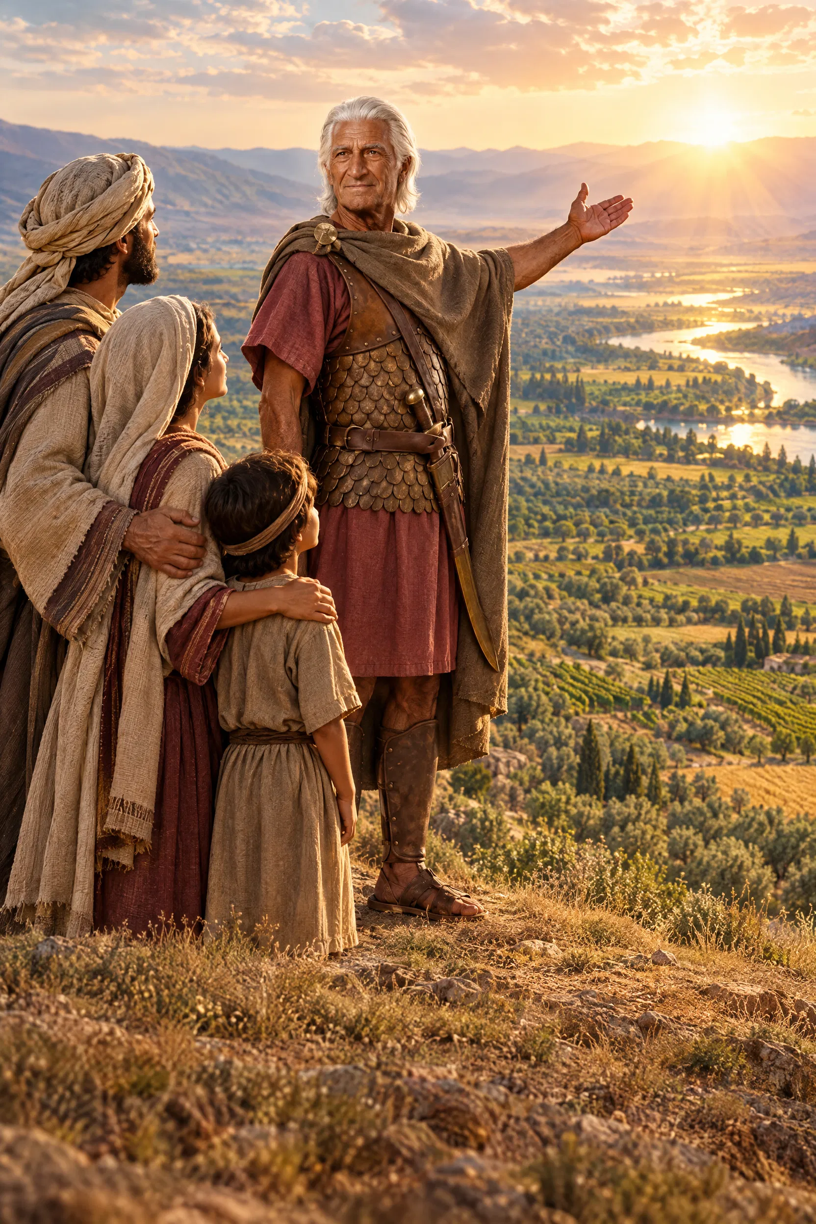 Joshua Shows Israelites the Promised Land at Sunrise