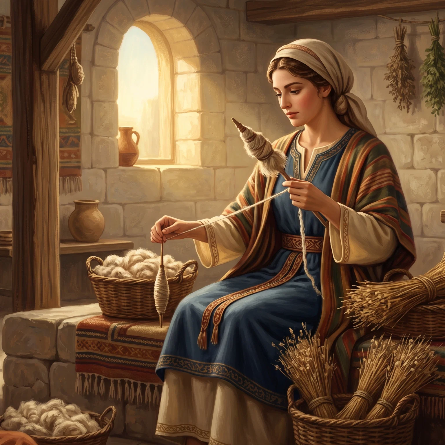 The Virtuous Woman Weaving Threads