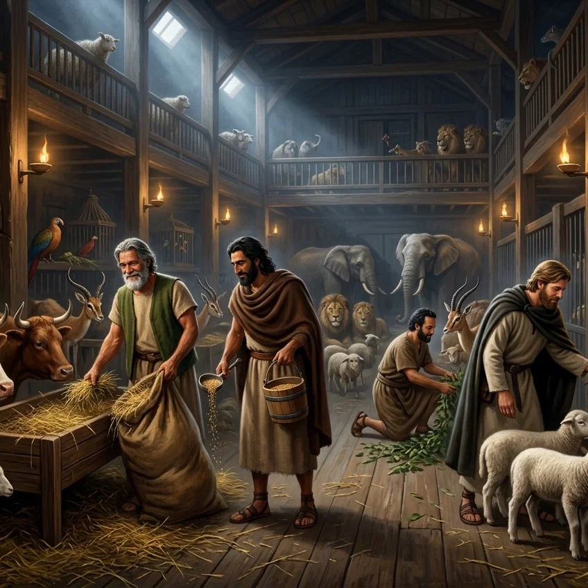 Caring for animals inside the ark