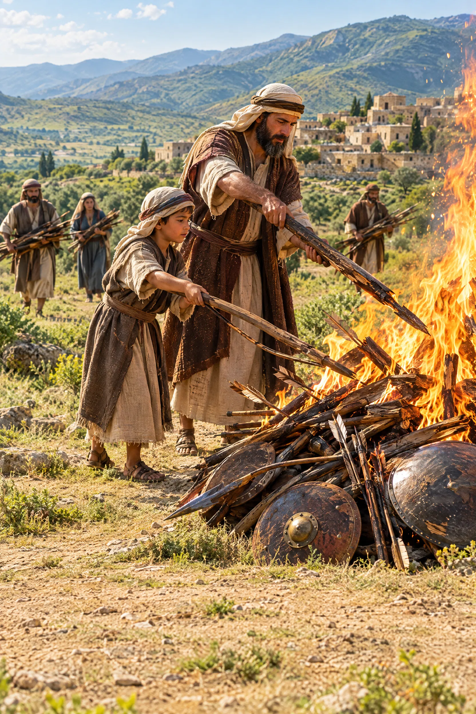 Israelites Burn the Weapons of Gog