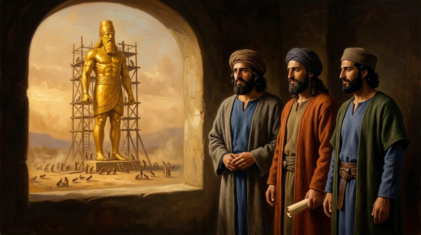 Shadrach, Meshach and Abednego Watch the Golden Statue