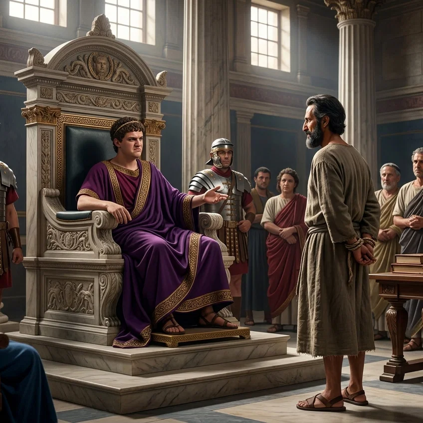 Apostle Paul Standing Before Emperor Nero
