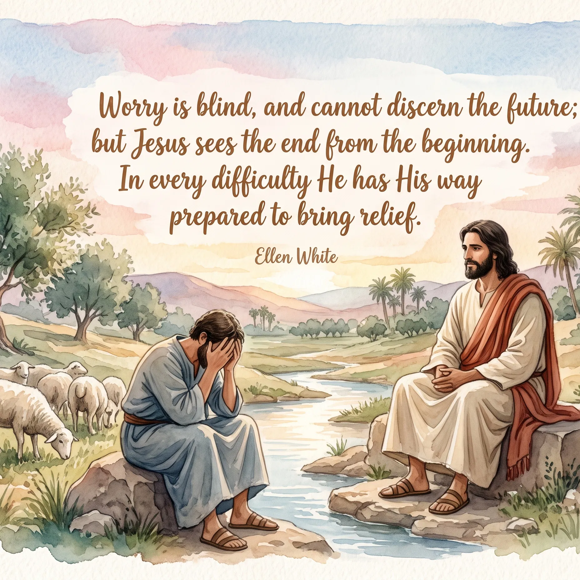 Jesus Sits Beside a Man Overcome With Worry