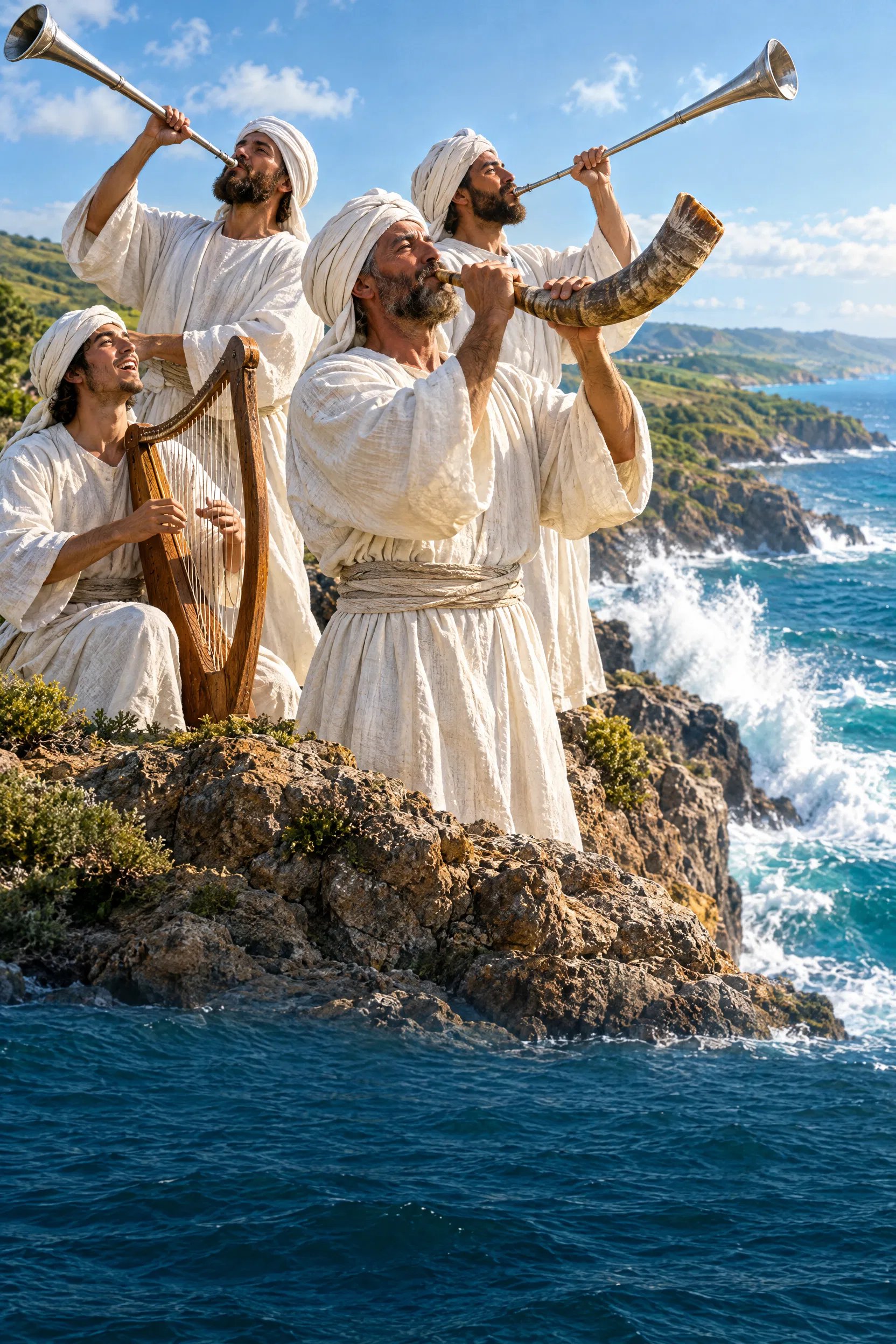 Levites Sound Trumpets and a Ram's Horn by the Sea