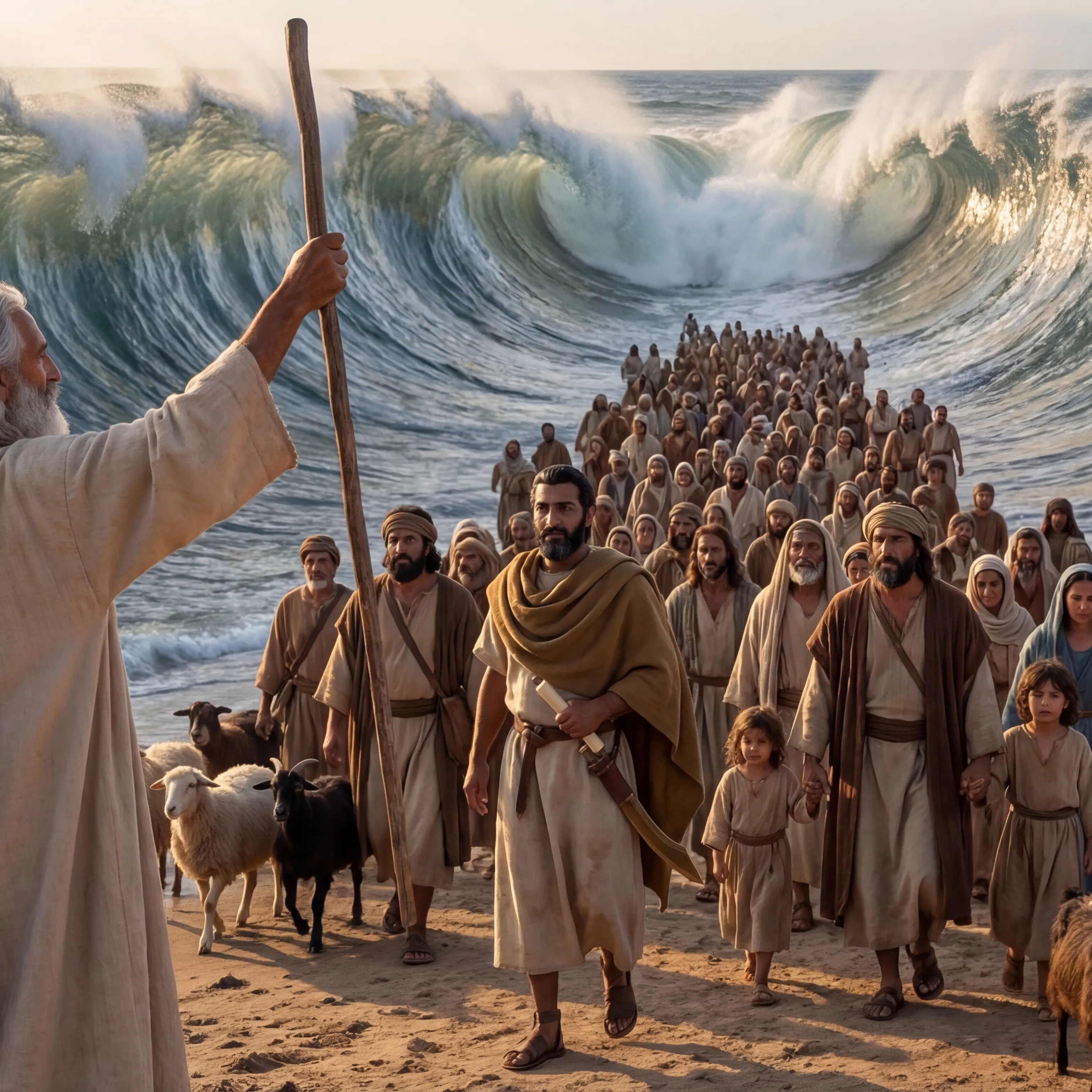 Moses Parting the Red Sea for Israel