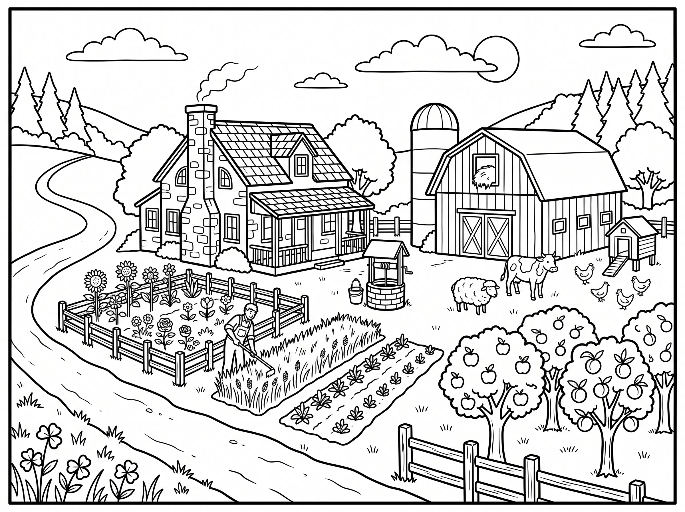 A Peaceful Countryside Farmstead Scene
