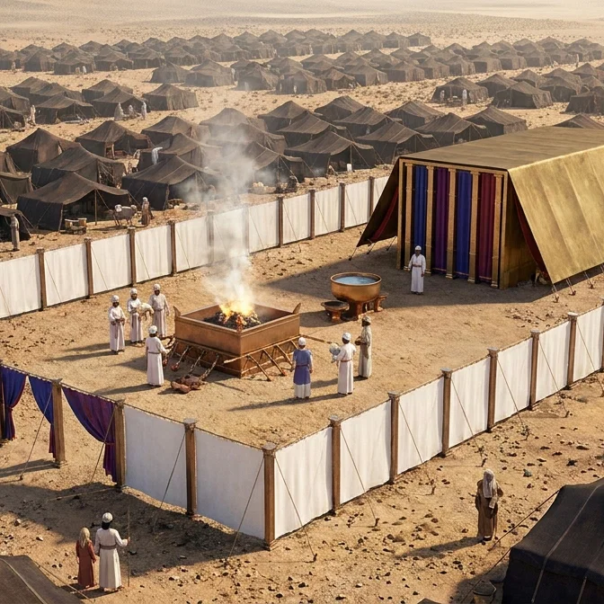The Holy Tabernacle Amidst the Desert Encampment