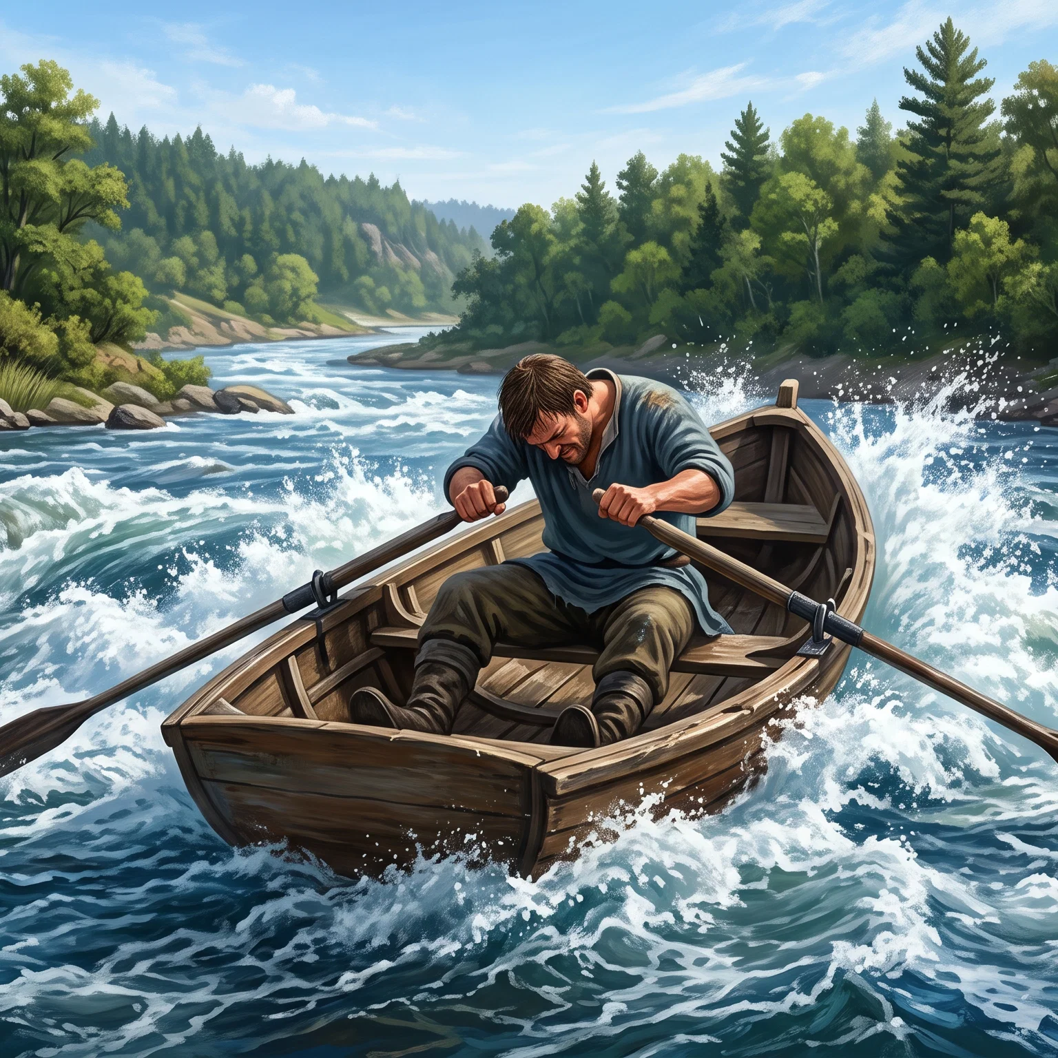 Struggling Against the Rushing River Currents