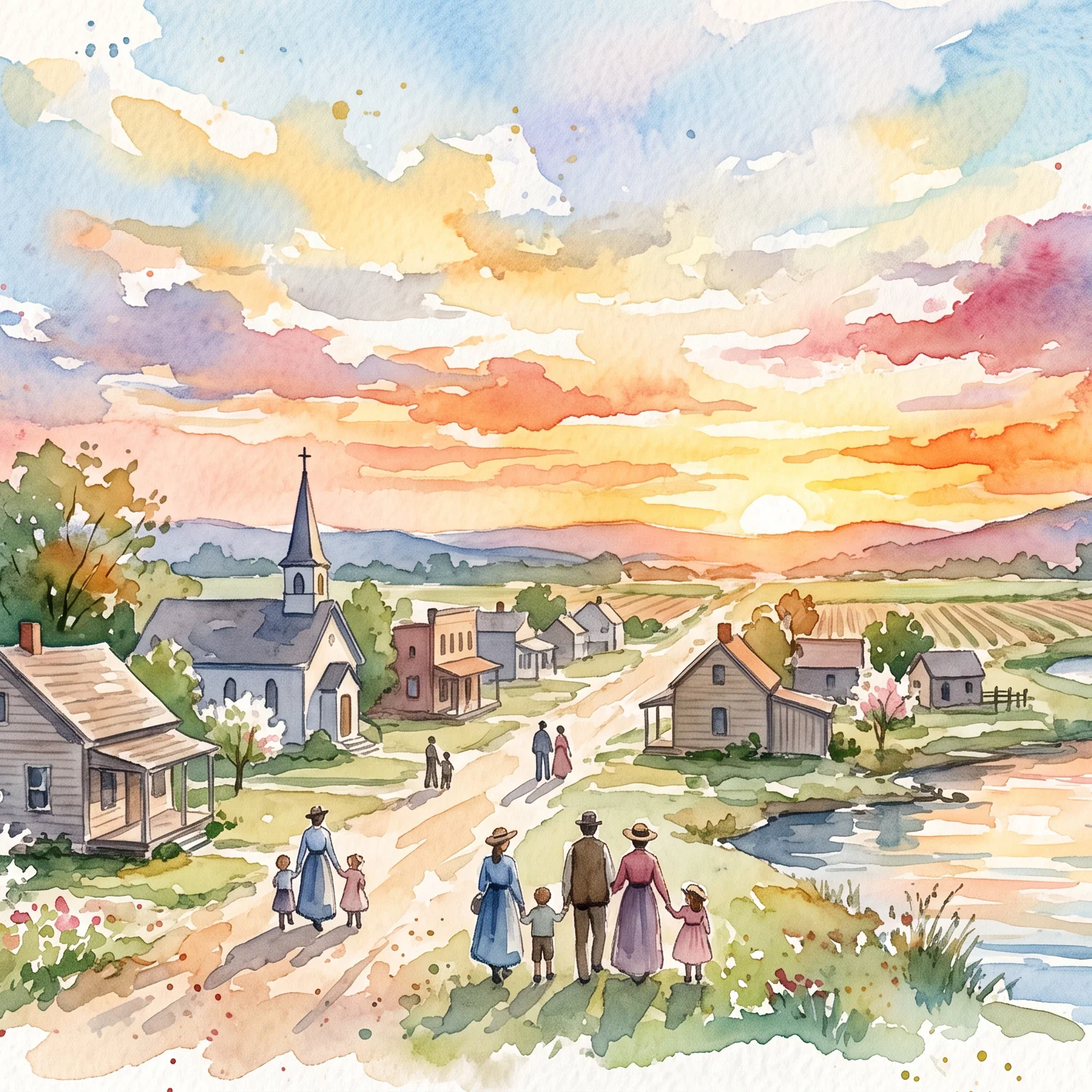 Golden Hour in a Riverside Village