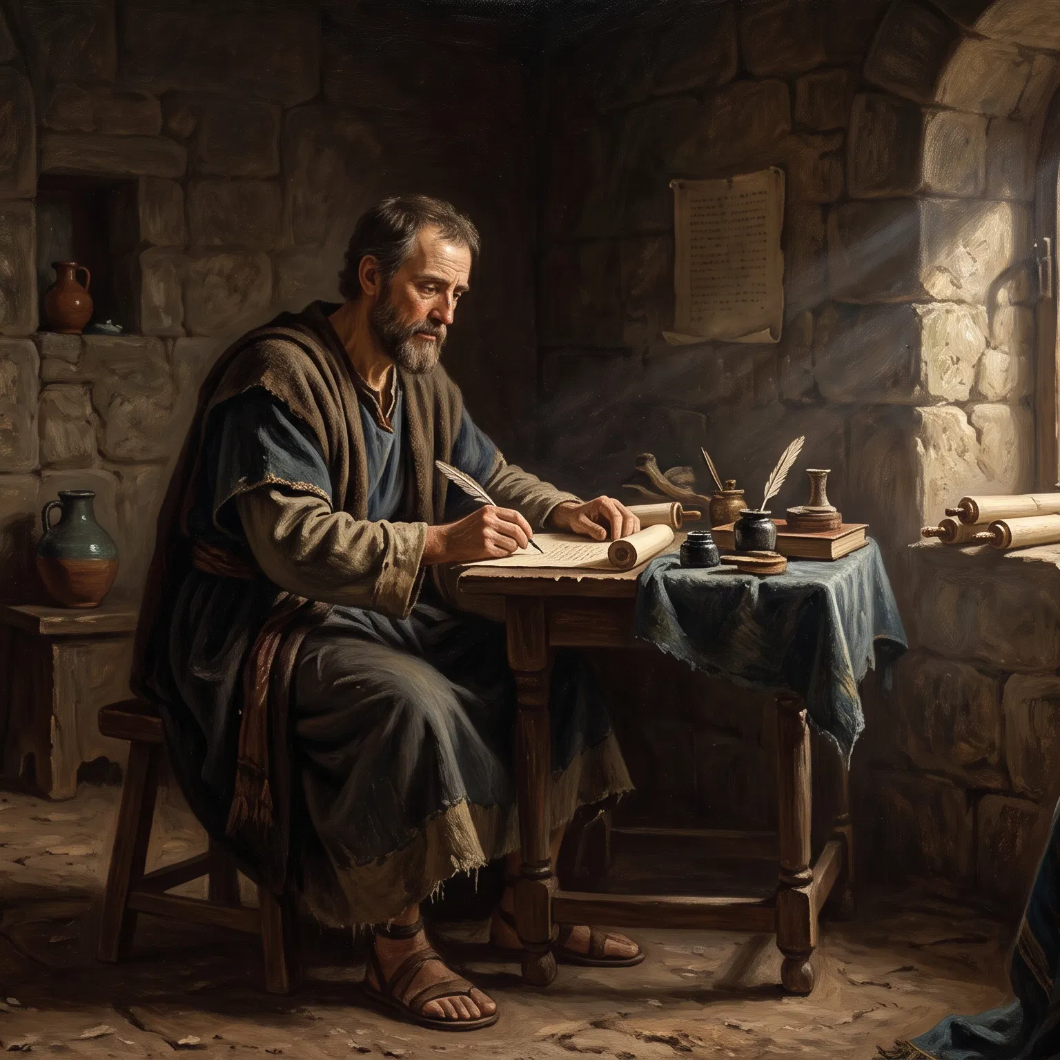 Paul Writing a Letter by Window Light