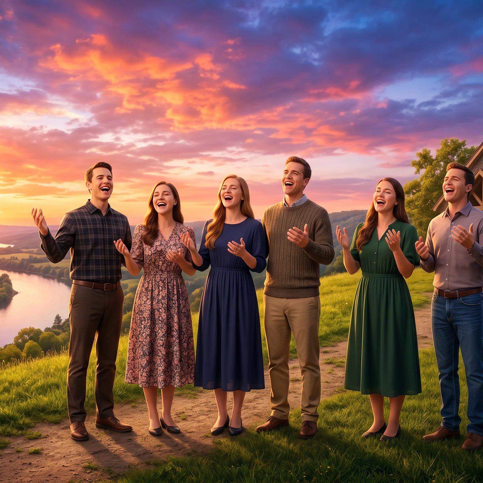 Modern Worship on a Sunlit Hillside