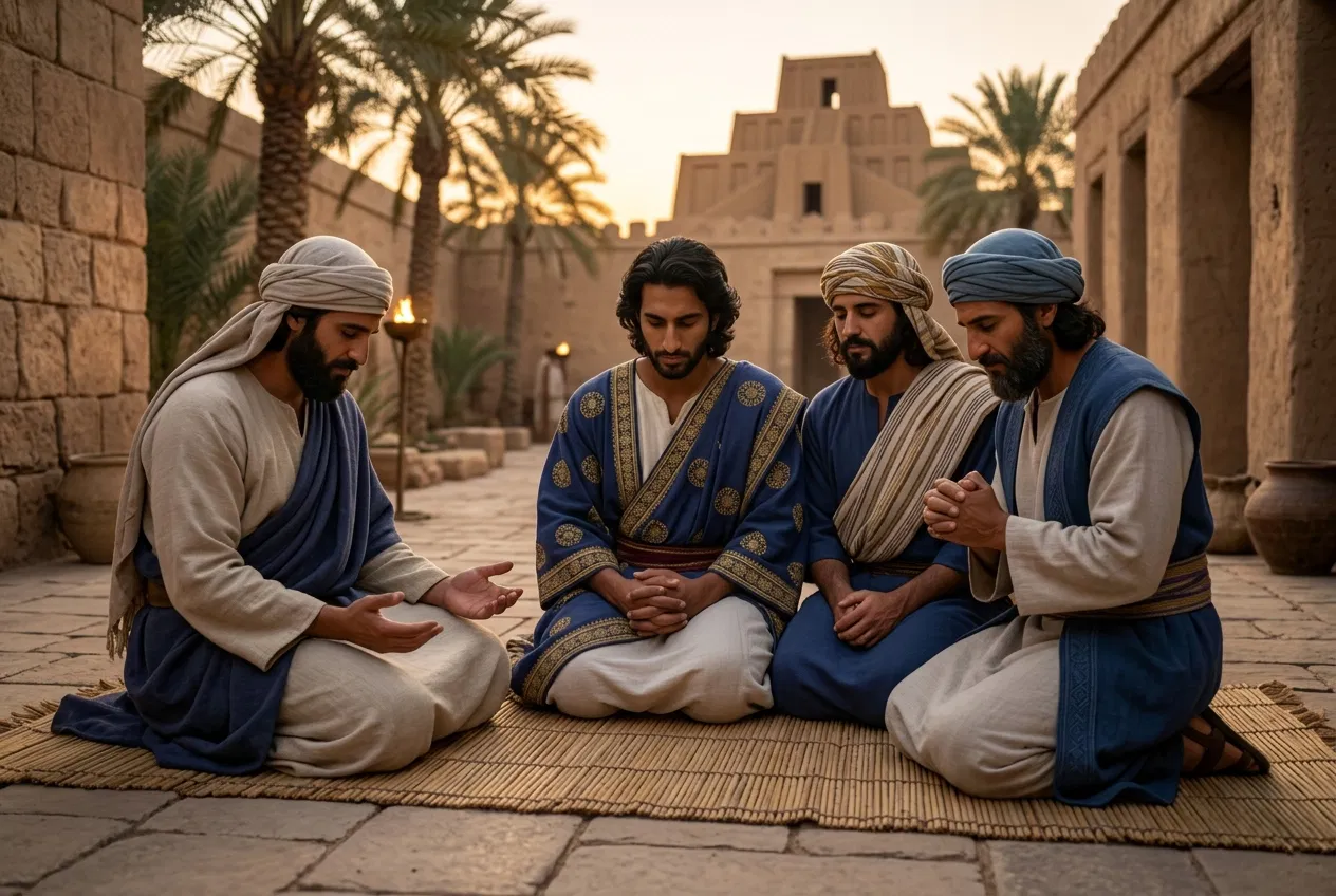 Daniel and His Friends Praying Together
