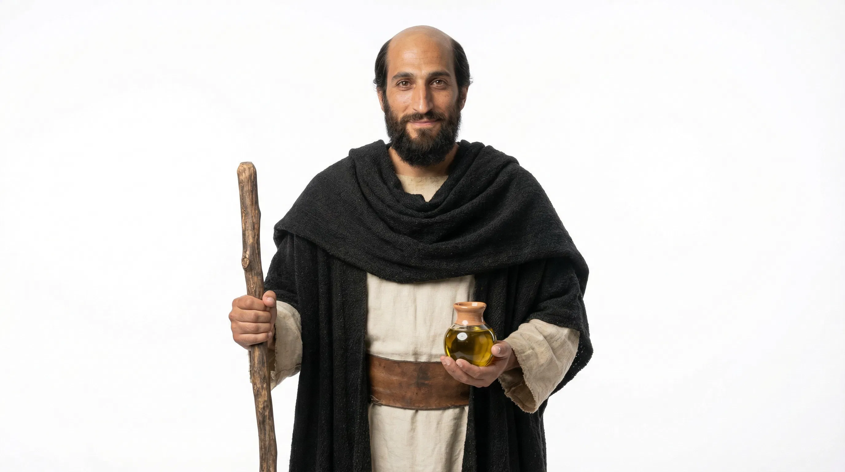 Man Holding a Small Jar of Olive Oil