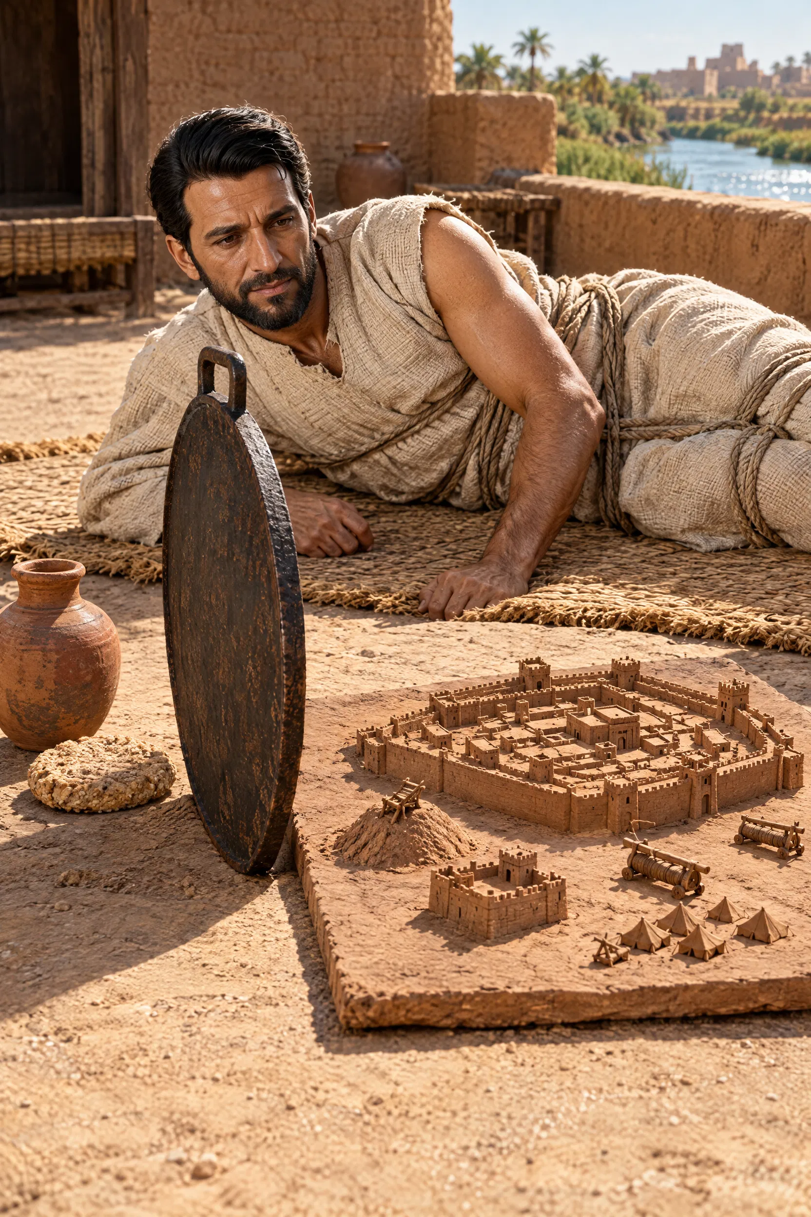 Ezekiel Lies Before the Clay Brick of Jerusalem