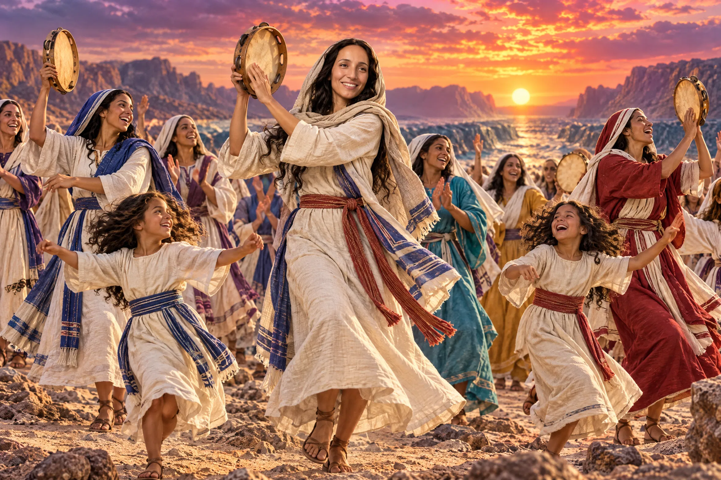 Miriam's Song of Deliverance at Sunset