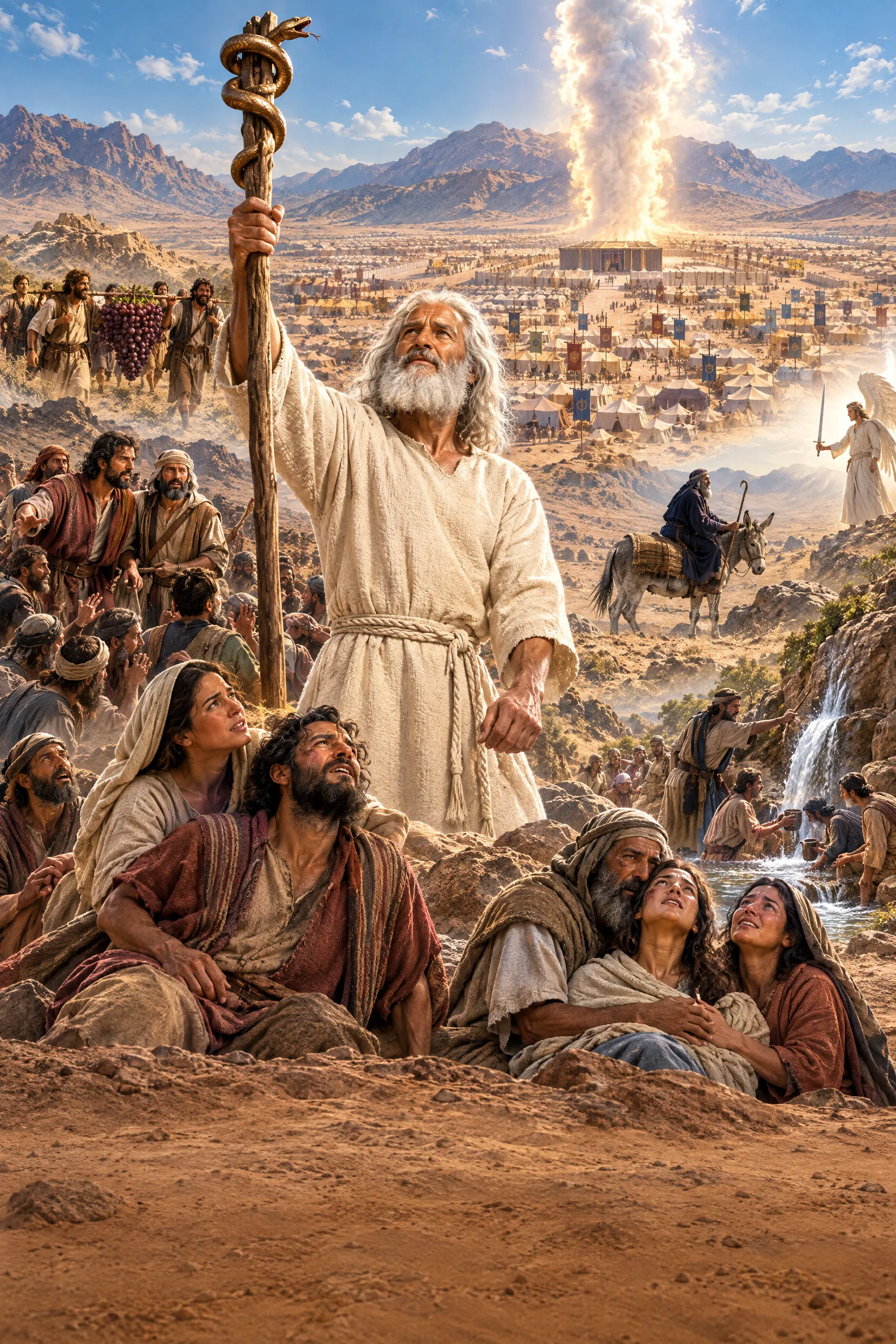 Moses Lifts the Bronze Serpent in the Wilderness