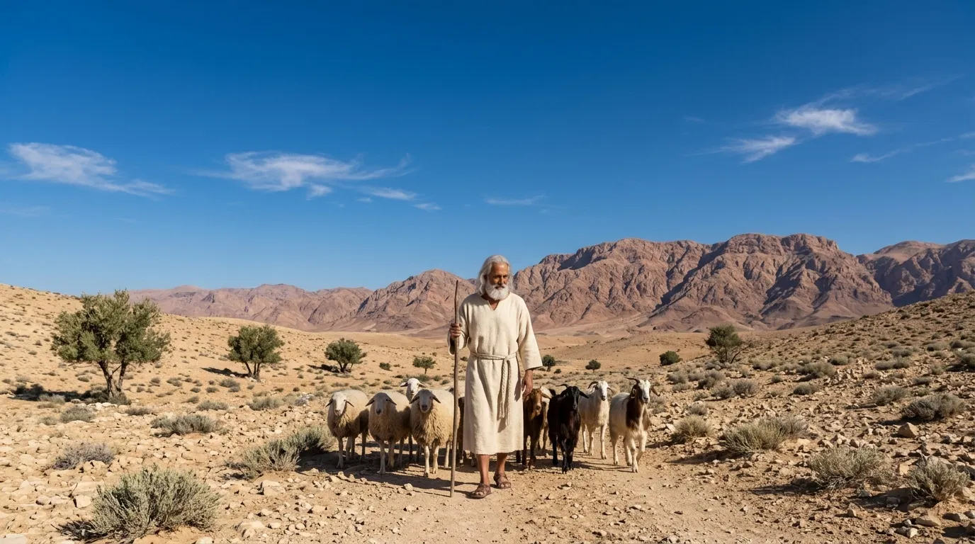 Moses Leading His Flock in the Midian Desert
