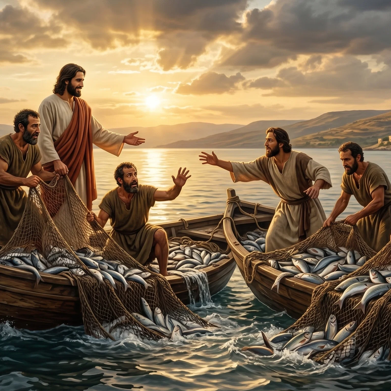 The Miraculous Catch Overflowing the Nets