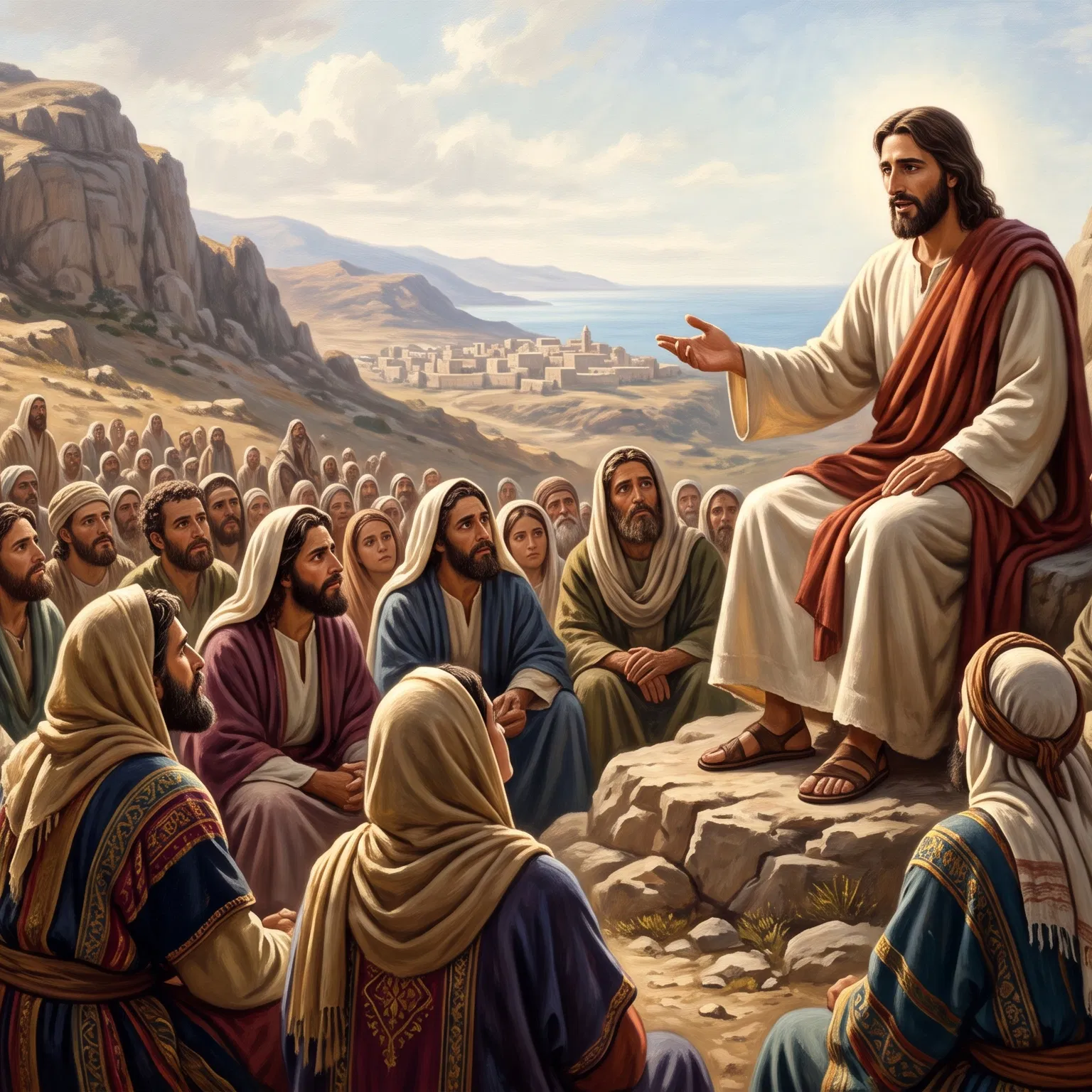 Jesus Teaches the Crowd on the Mountain