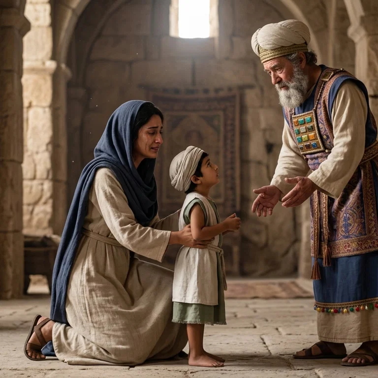 A Mother's Devotion at the Temple