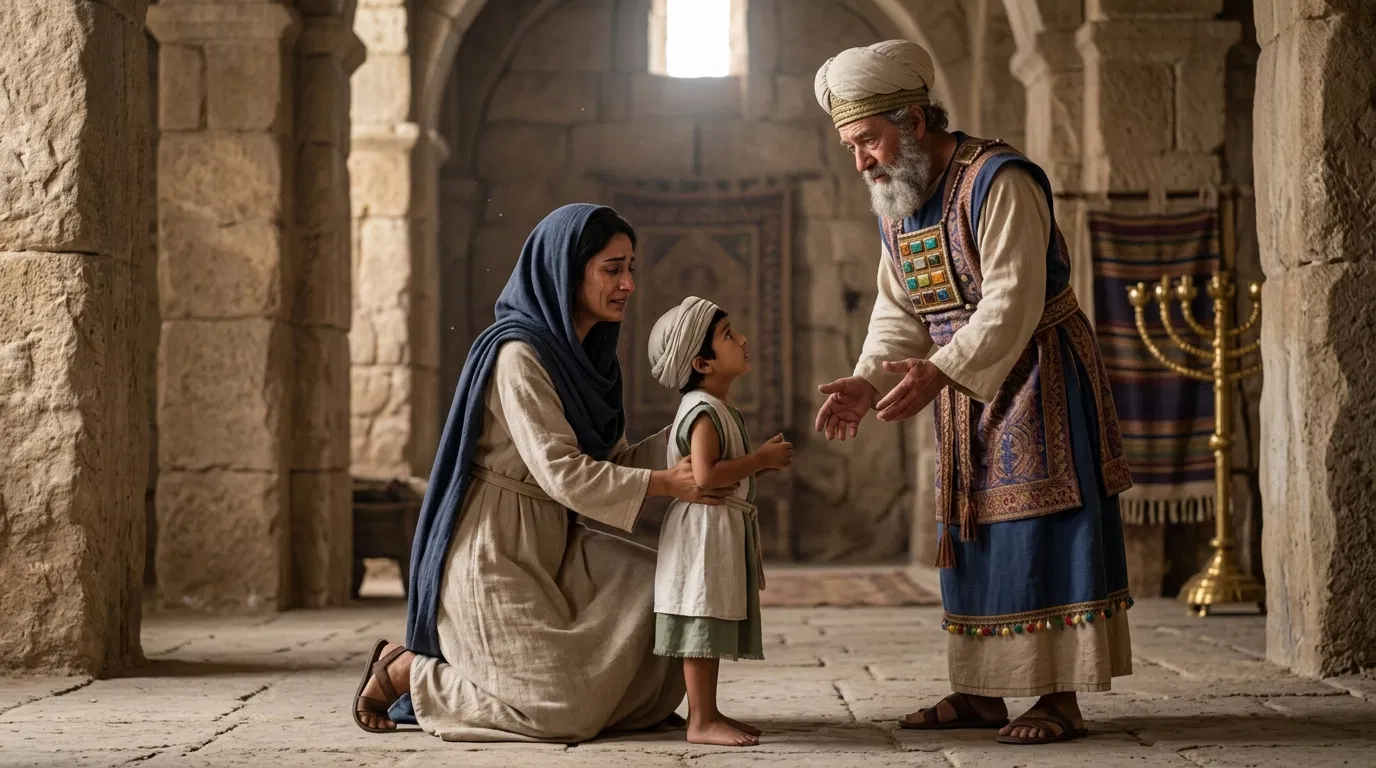 A Mother's Devotion at the Temple