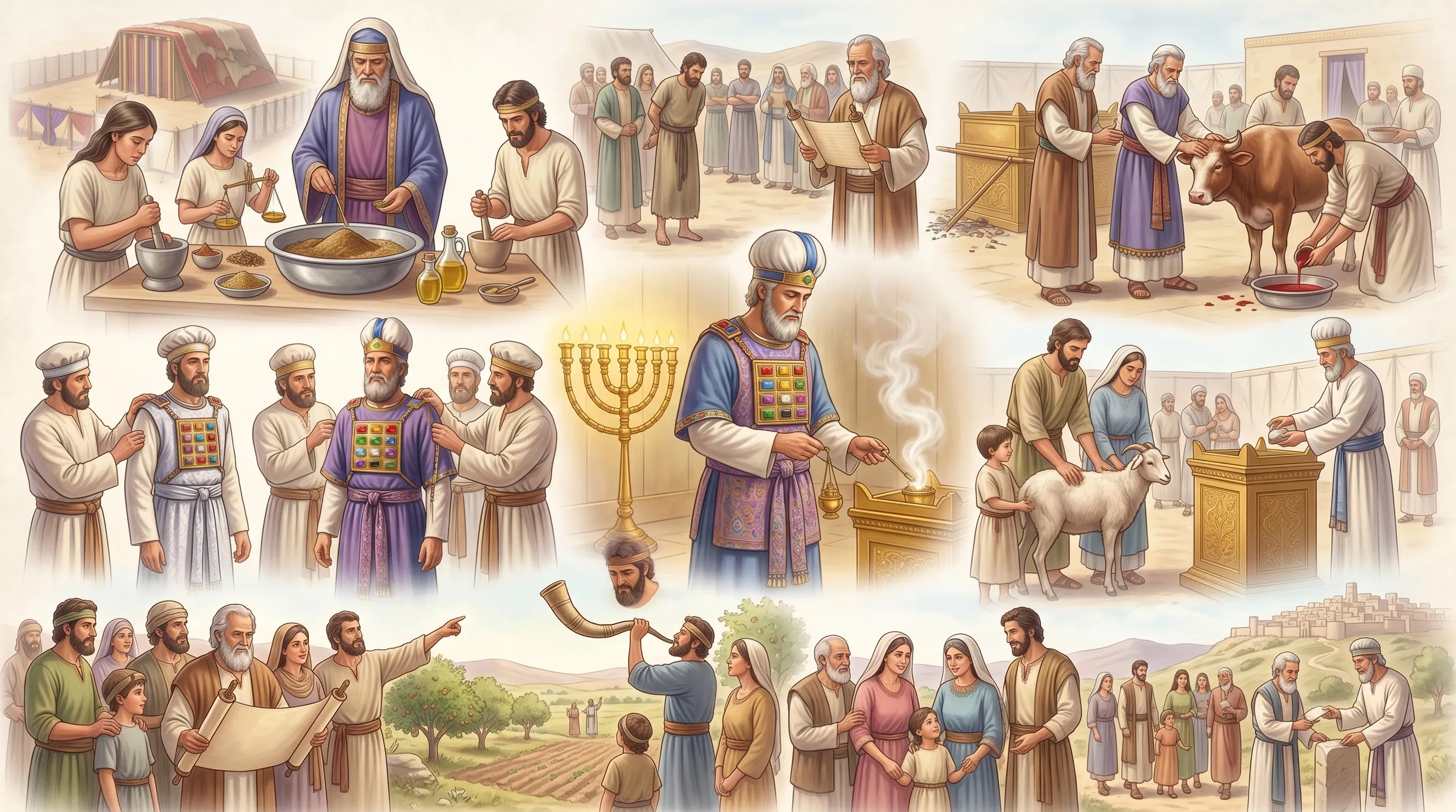 Priests Prepare Incense, Garments and Offerings