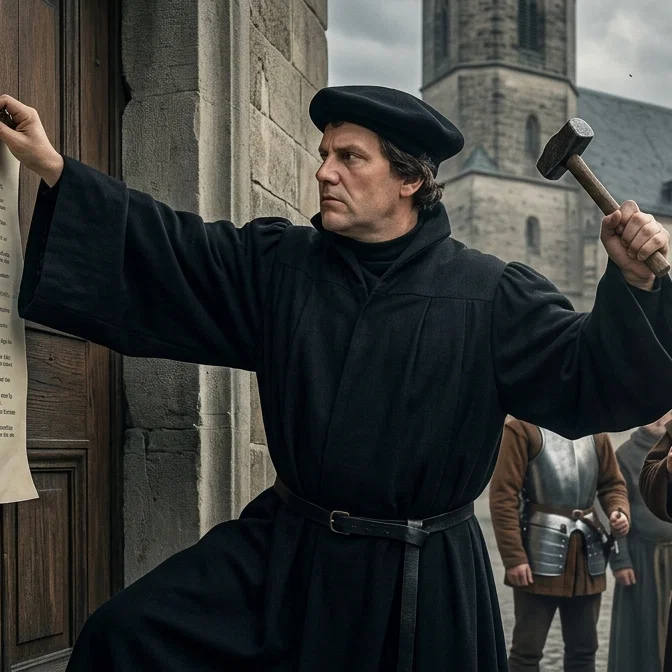 Luther Hammers the Ninety Five Theses