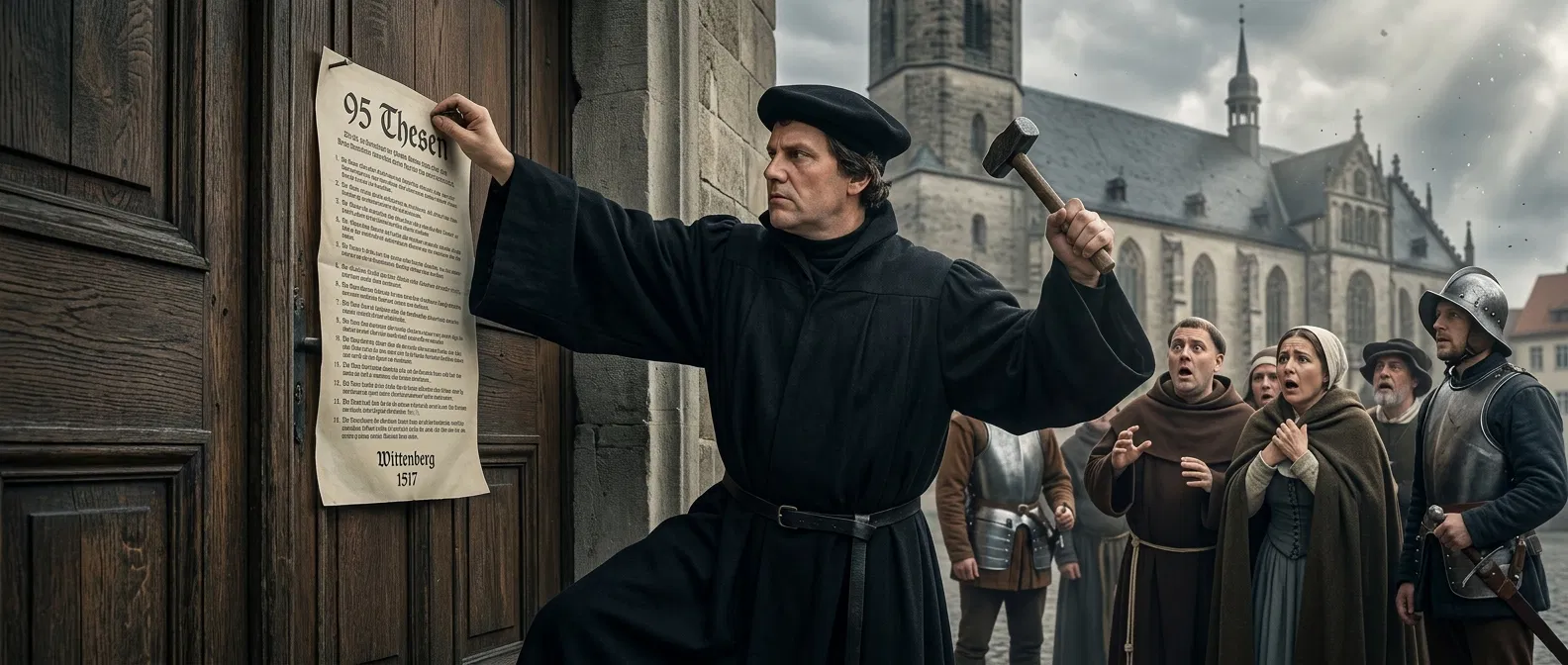 Luther Hammers the Ninety Five Theses