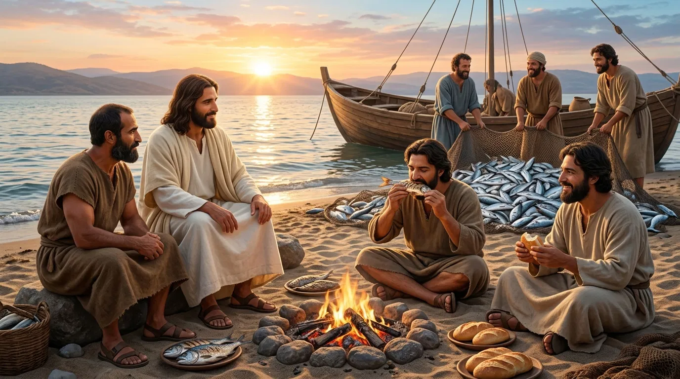 Jesus Talks with Peter over Breakfast