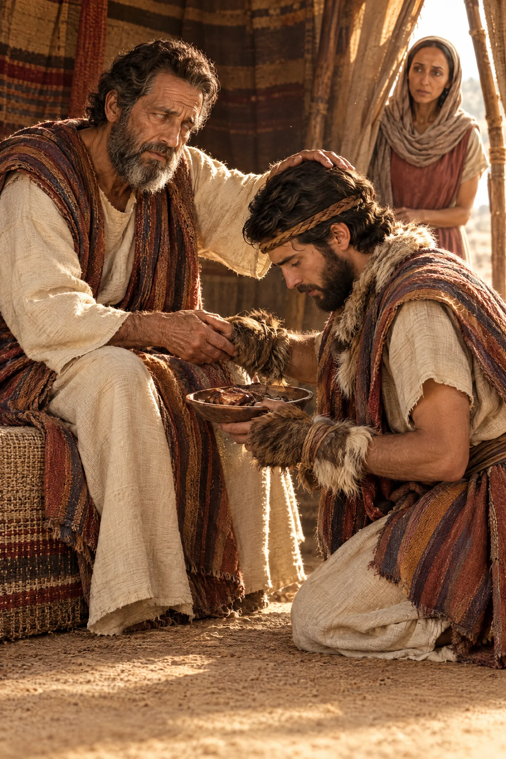 Jacob Receives Isaac's Blessing Disguised as Esau