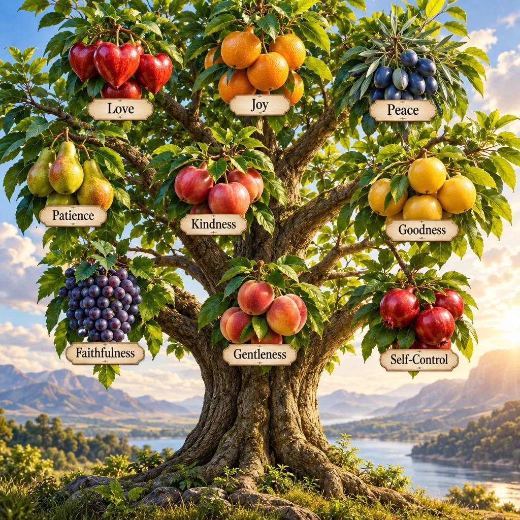 Tree Bearing Fruit Labeled With the Fruit of the Spirit