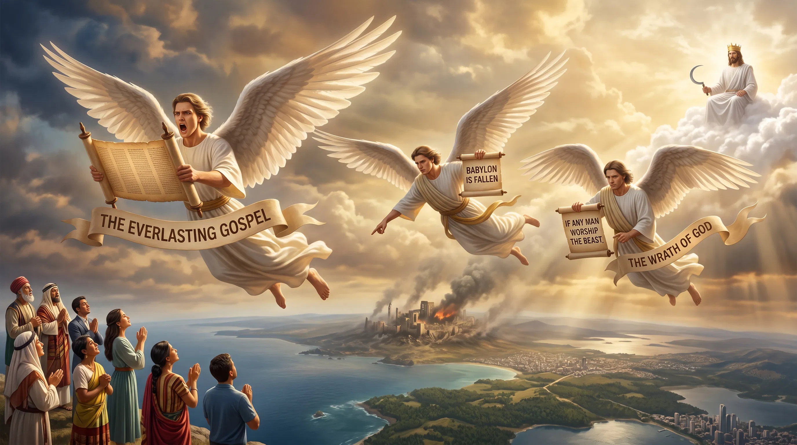 Three Heavenly Messengers in Flight