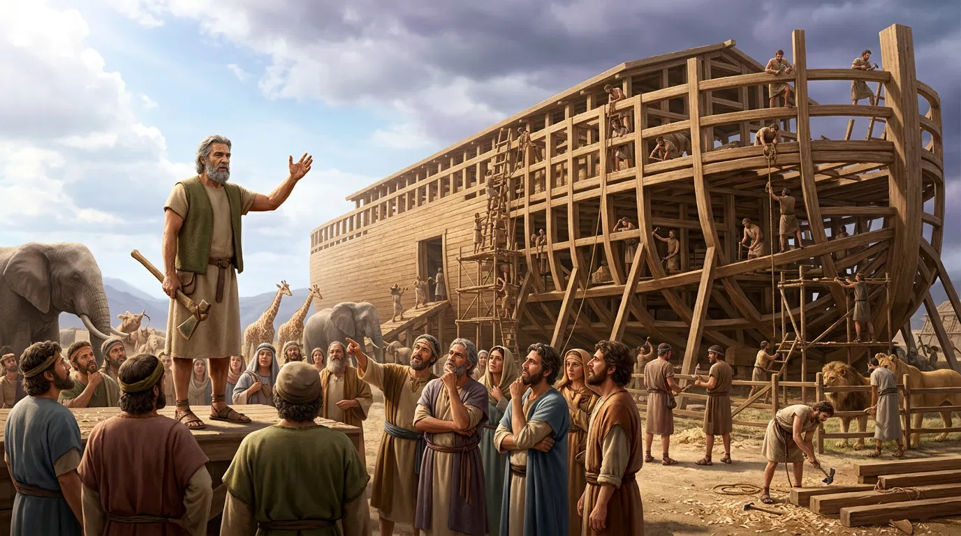 Noah Preaching While the Ark is Built