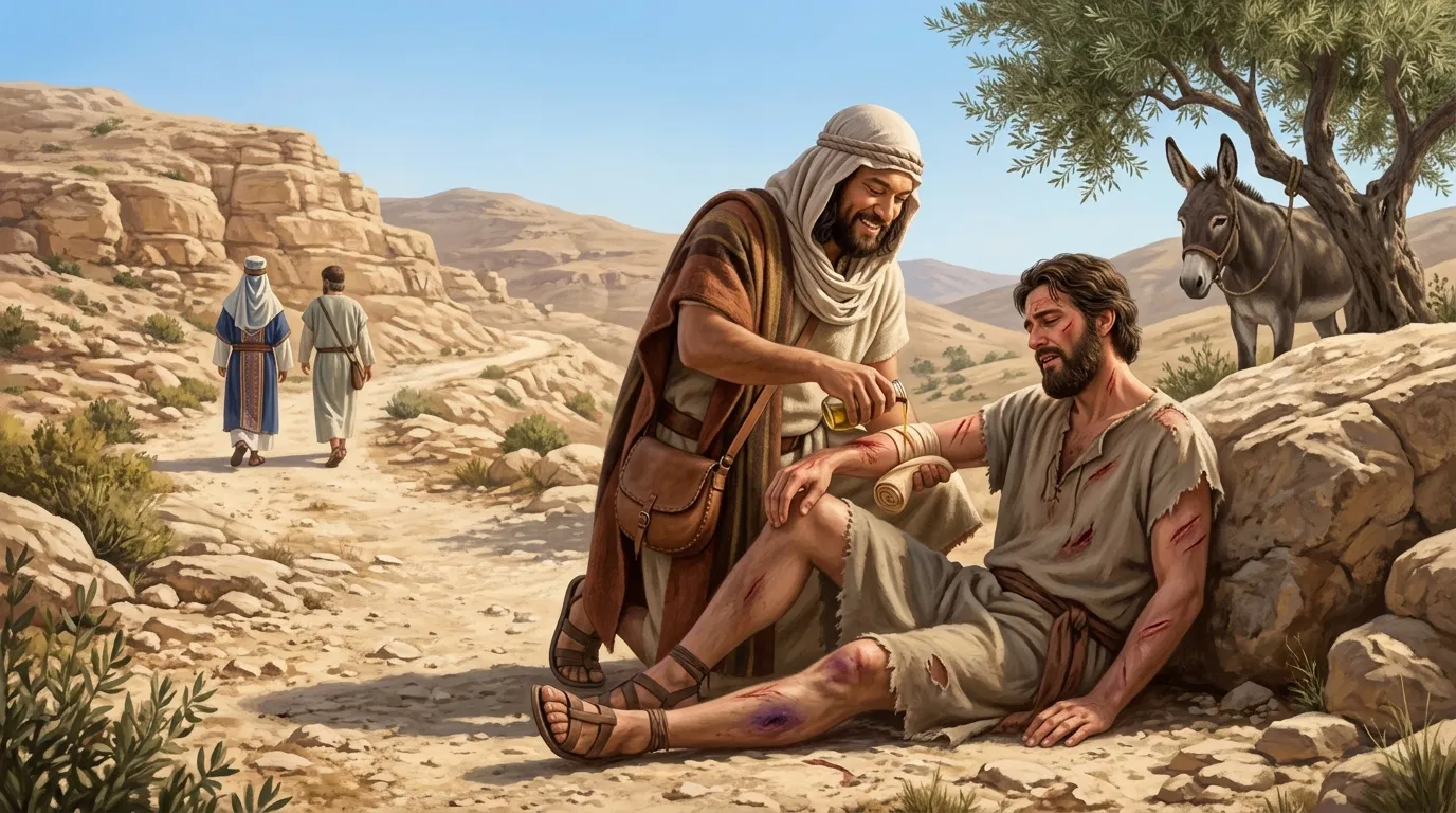 The Good Samaritan Tends the Wounded Man