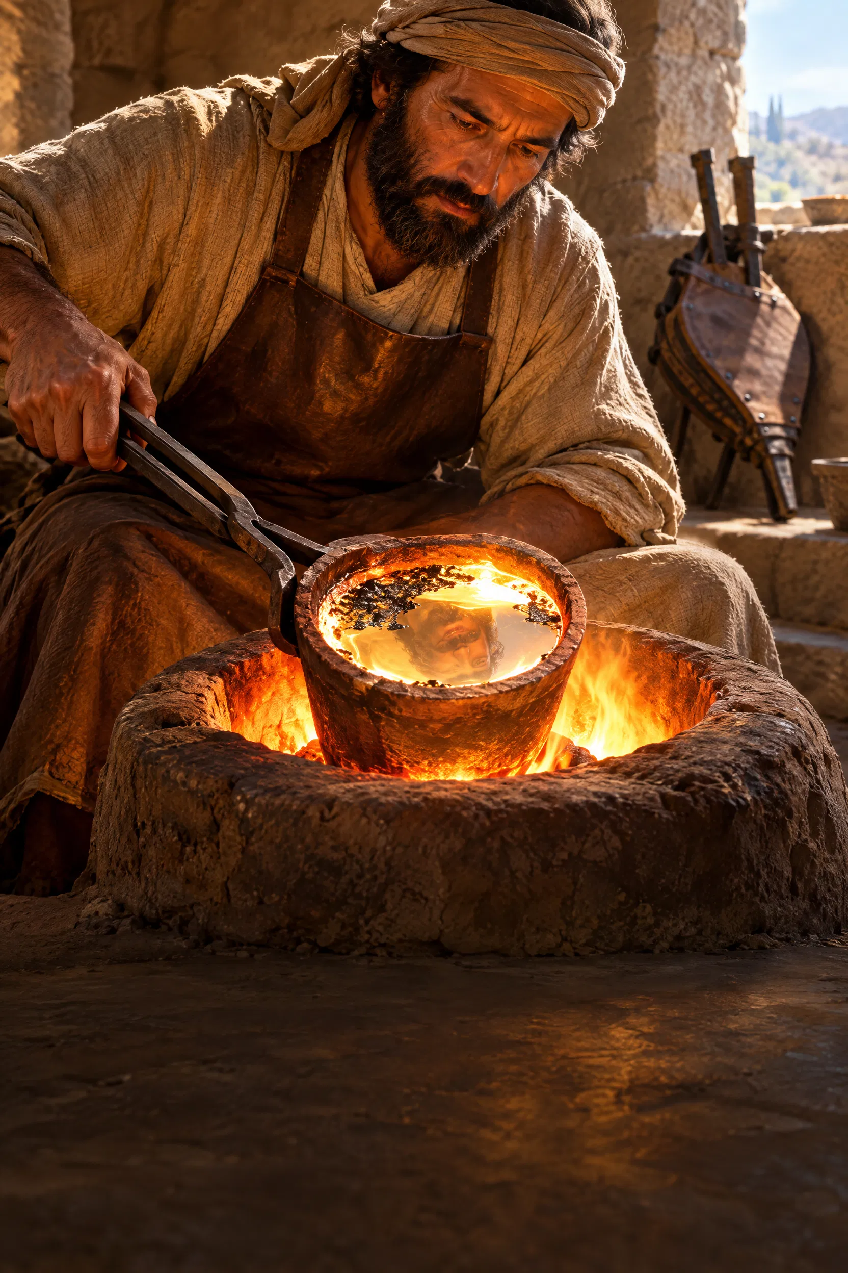 Silversmith Pouring Molten Silver from a Crucible