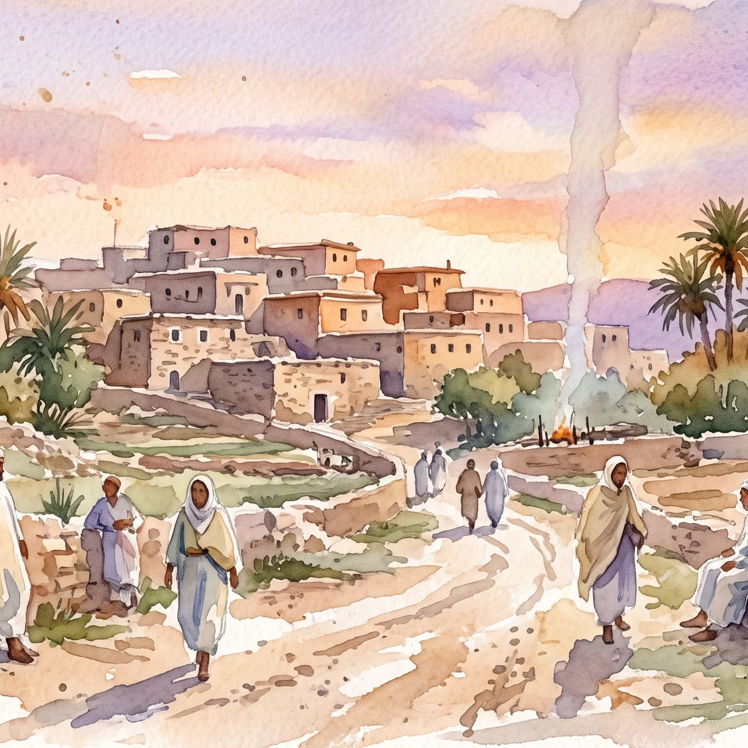 Golden Dusk Over Ancient Algerian Streets
