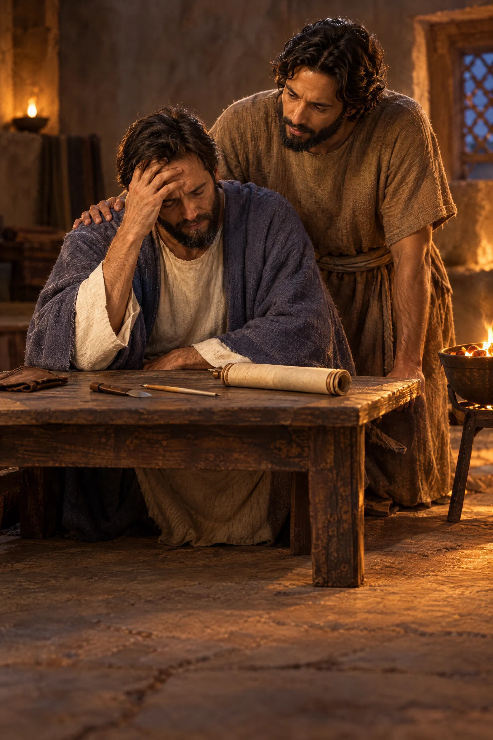 Jeremiah Comforts Baruch at His Table