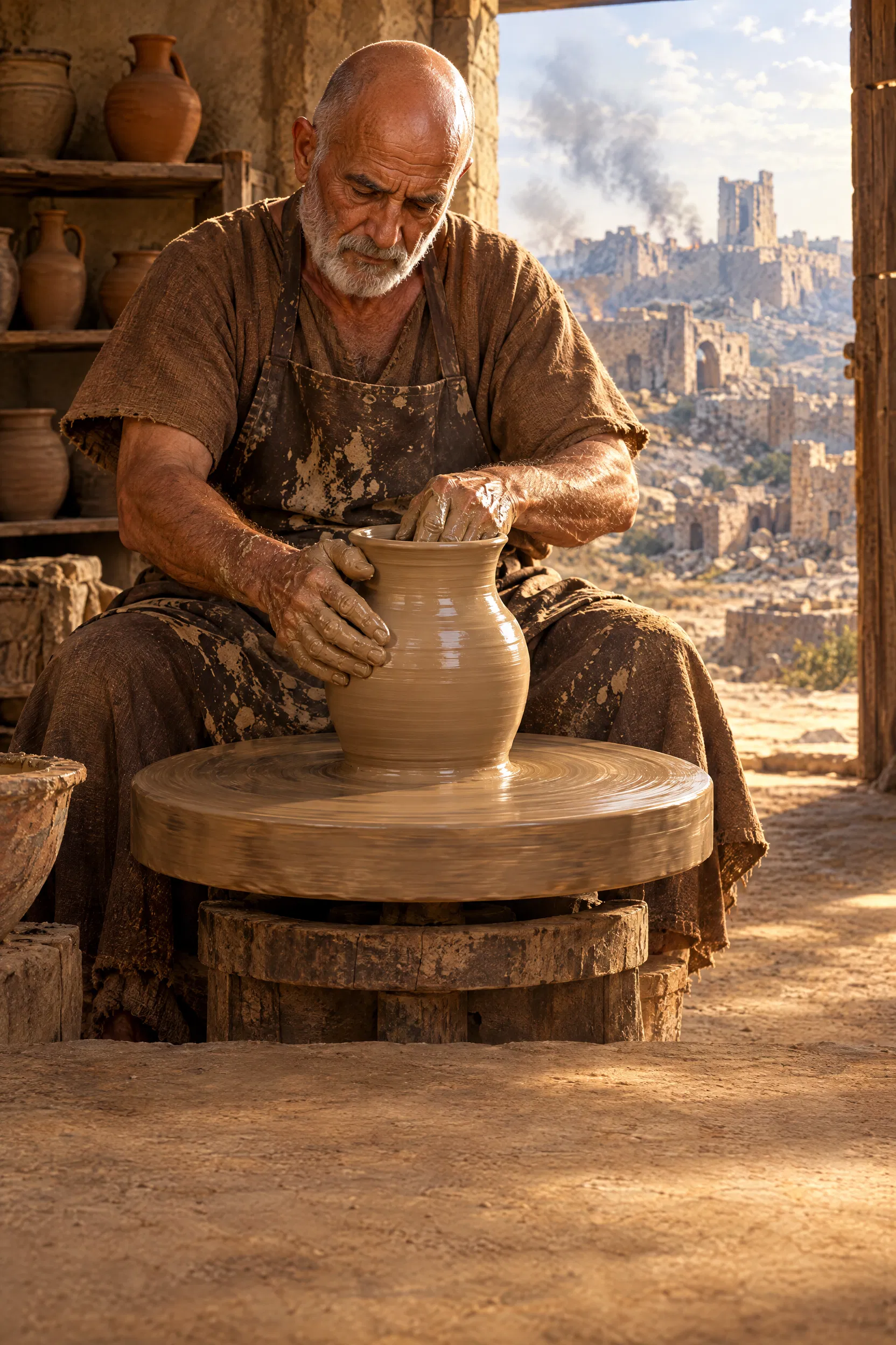 The Potter at His Wheel Before a Ruined Jerusalem