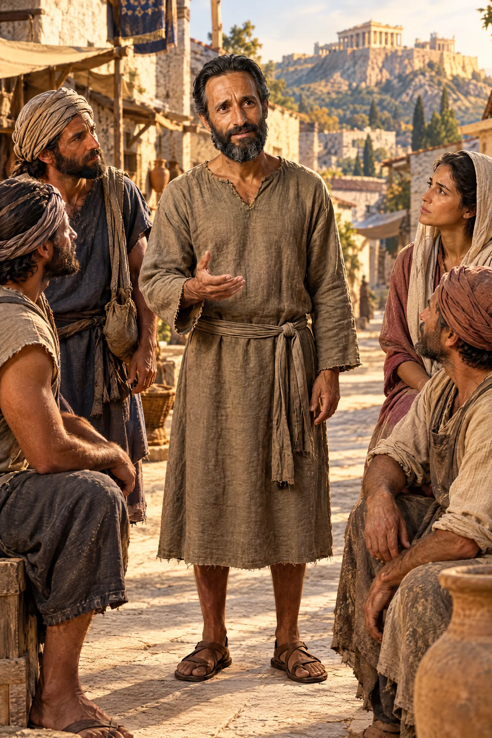 Paul Preaching to Workers in a Corinthian Street