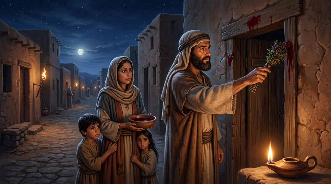 Israelite Family Marking the Doorpost With Blood