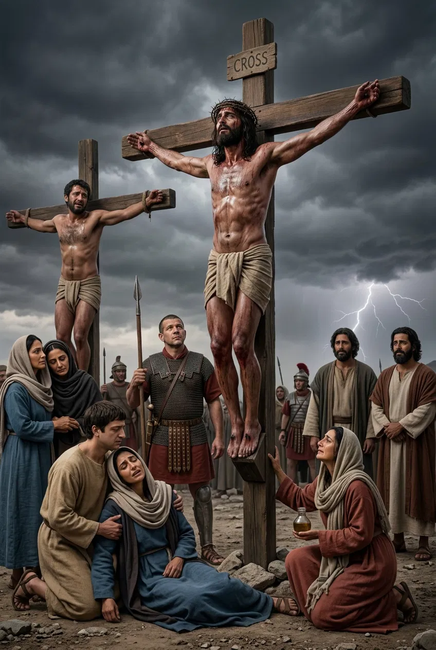 Jesus Crucified Between Two Thieves at Golgotha