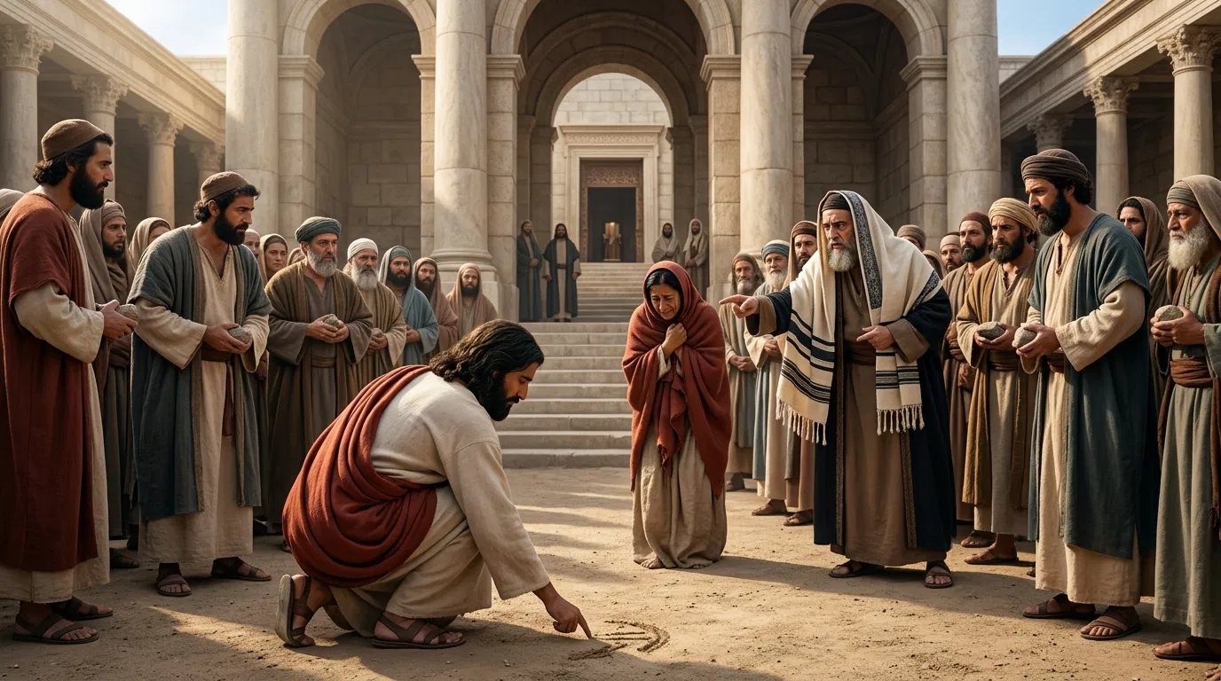 Jesus Writes on the Ground Before the Accusers