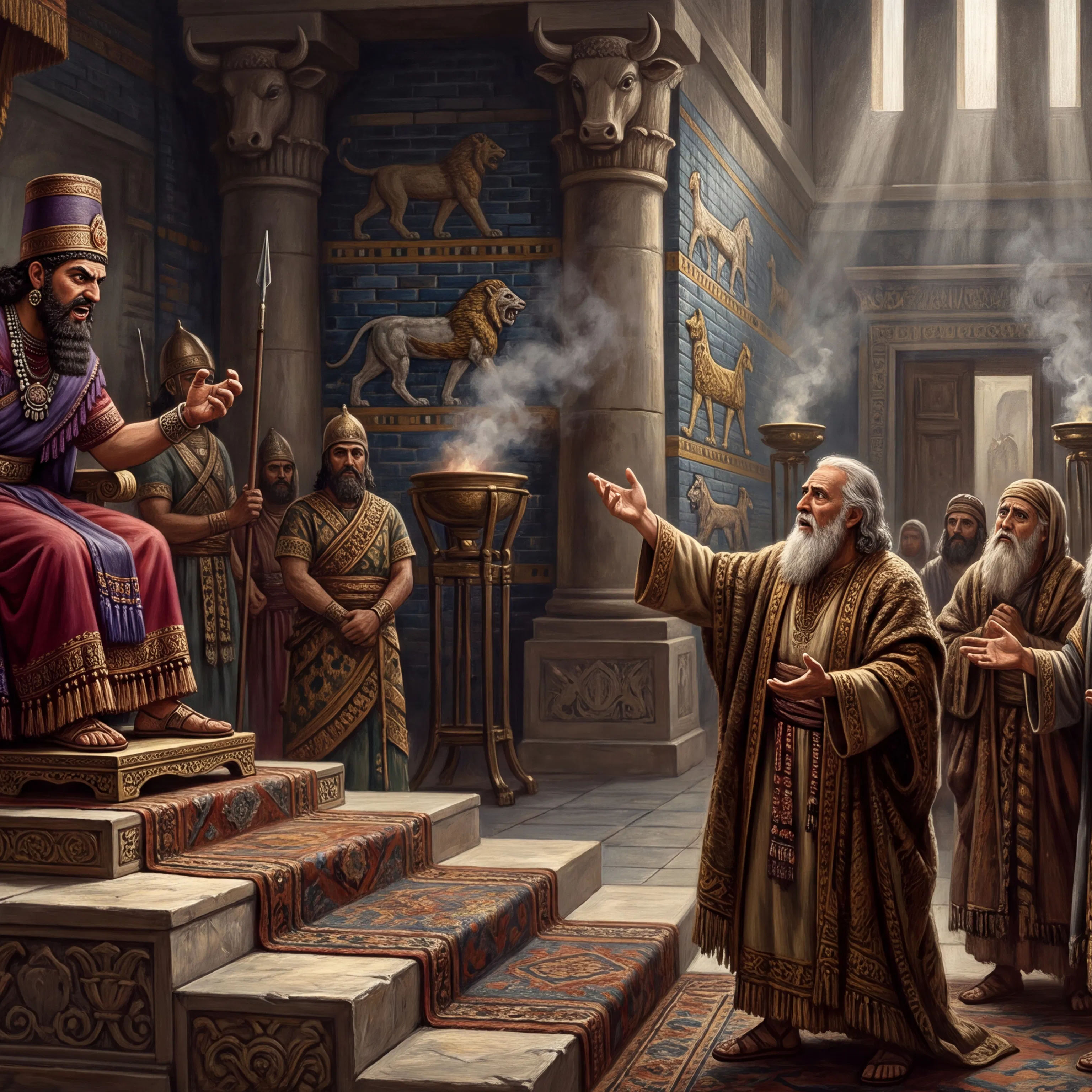 Babylonian Wise Men Plead Before the Angry King