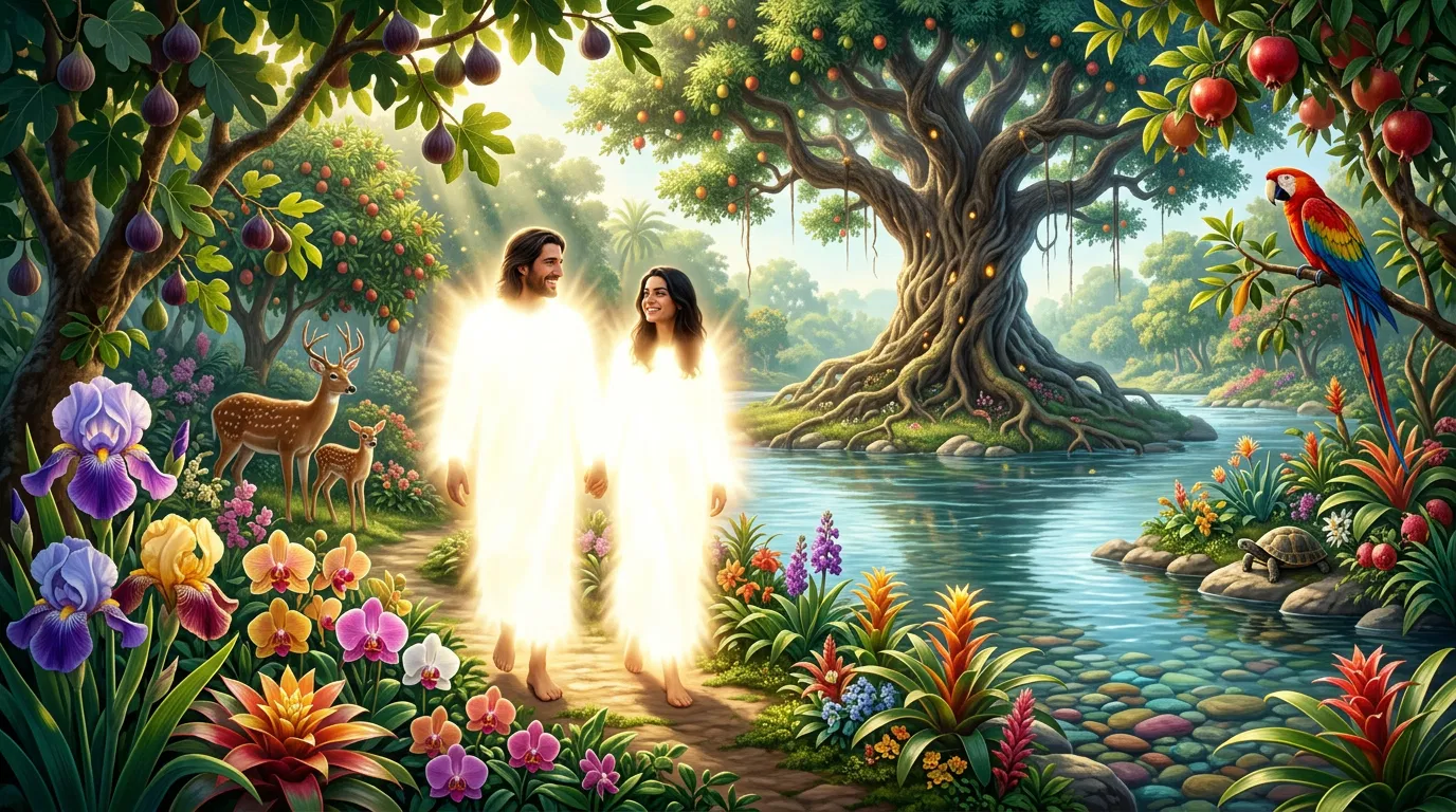 Adam and Eve Walking in the Garden of Eden